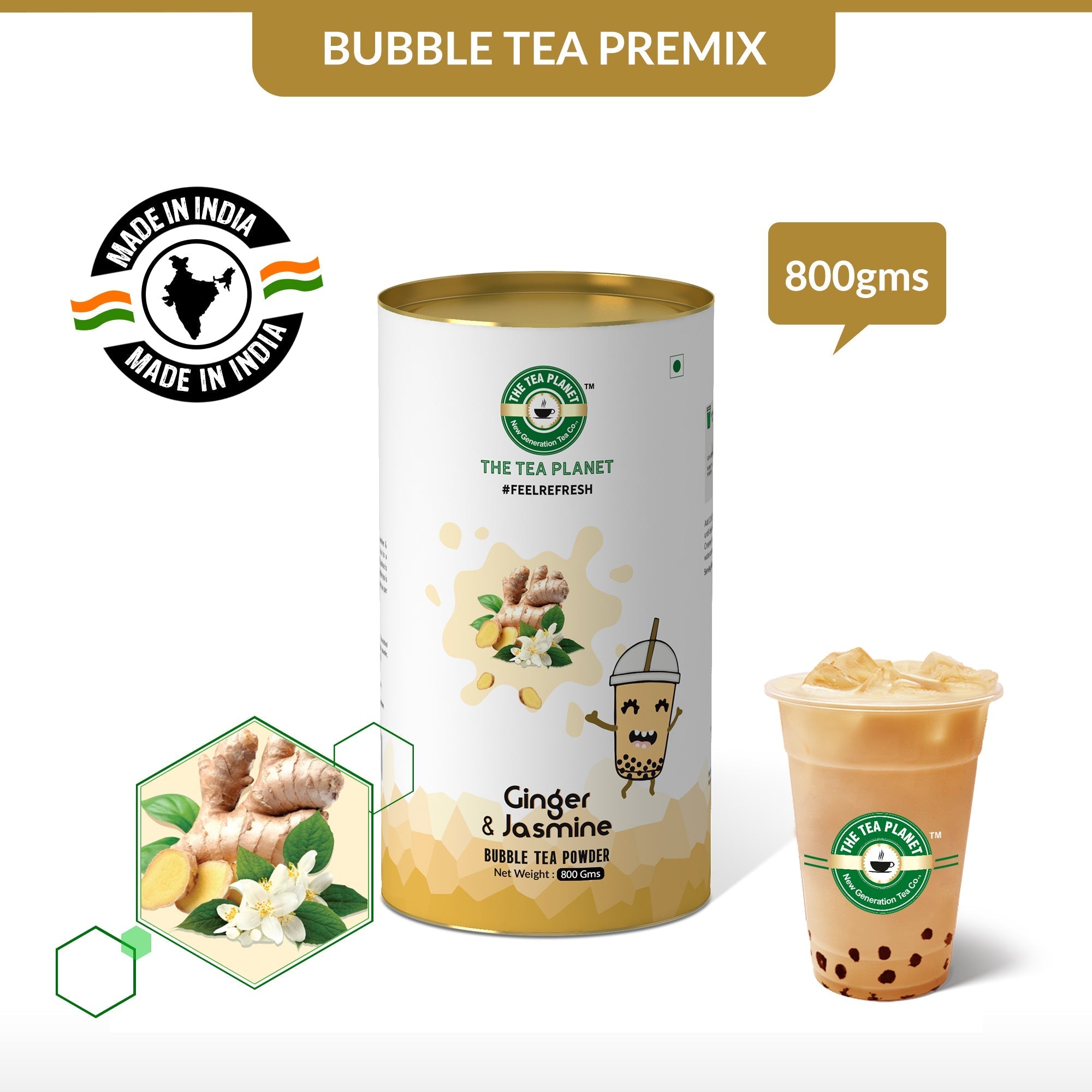 Ginger Jasmine Bubble Tea Premix - 800 gms