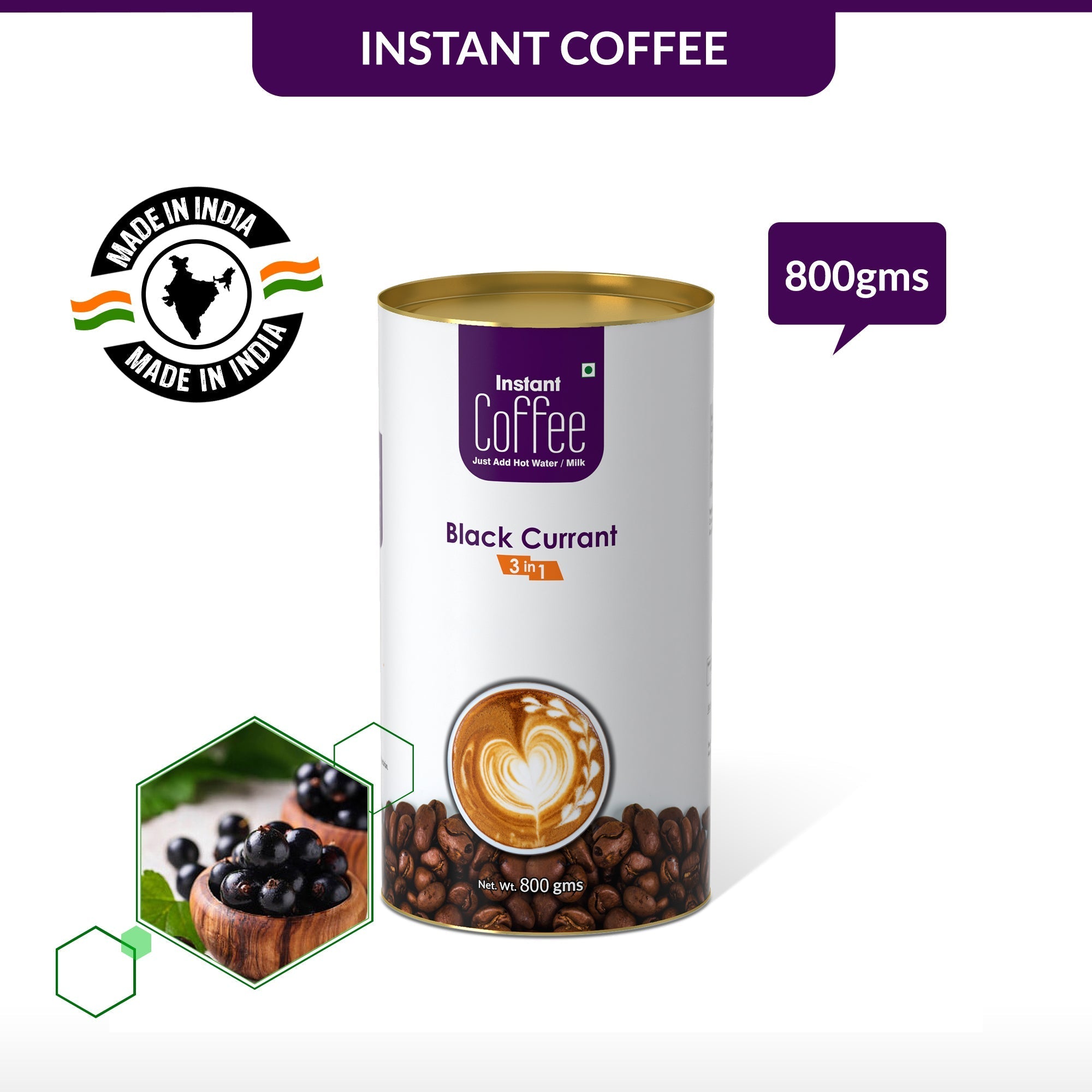 Black Currant Instant Coffee Premix (3 in 1) - 800 gms