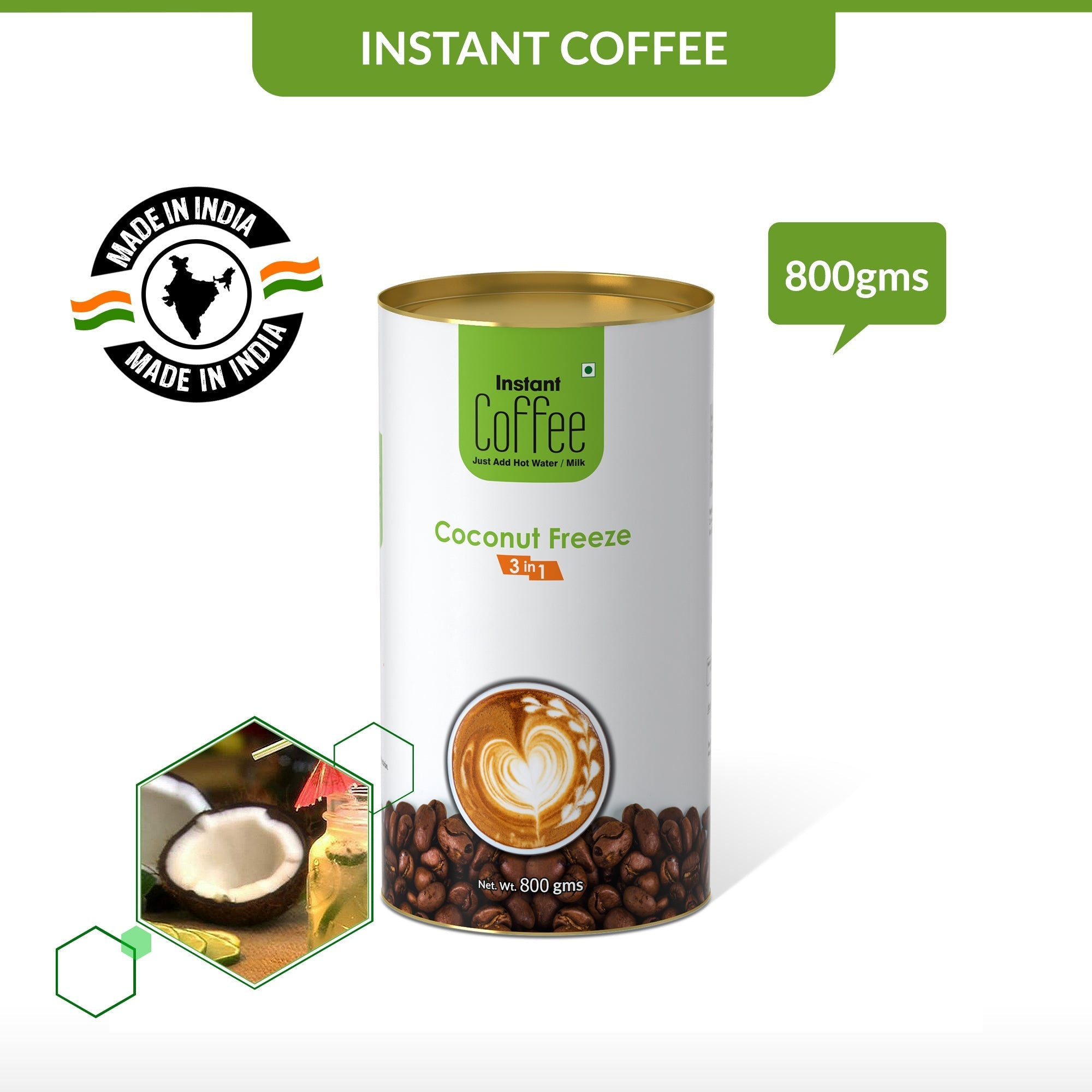 Coconut Freeze Instant Coffee Premix (3 in 1) - 800 gms