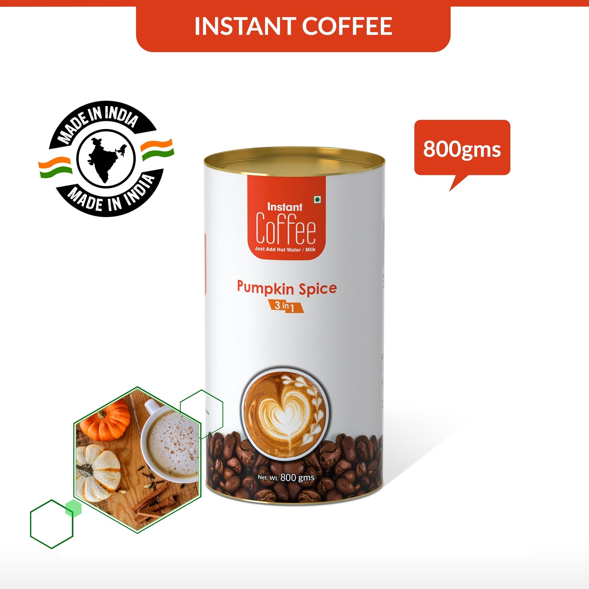 Pumpkin Spice Instant Coffee Premix (3 in 1) - 800 gms