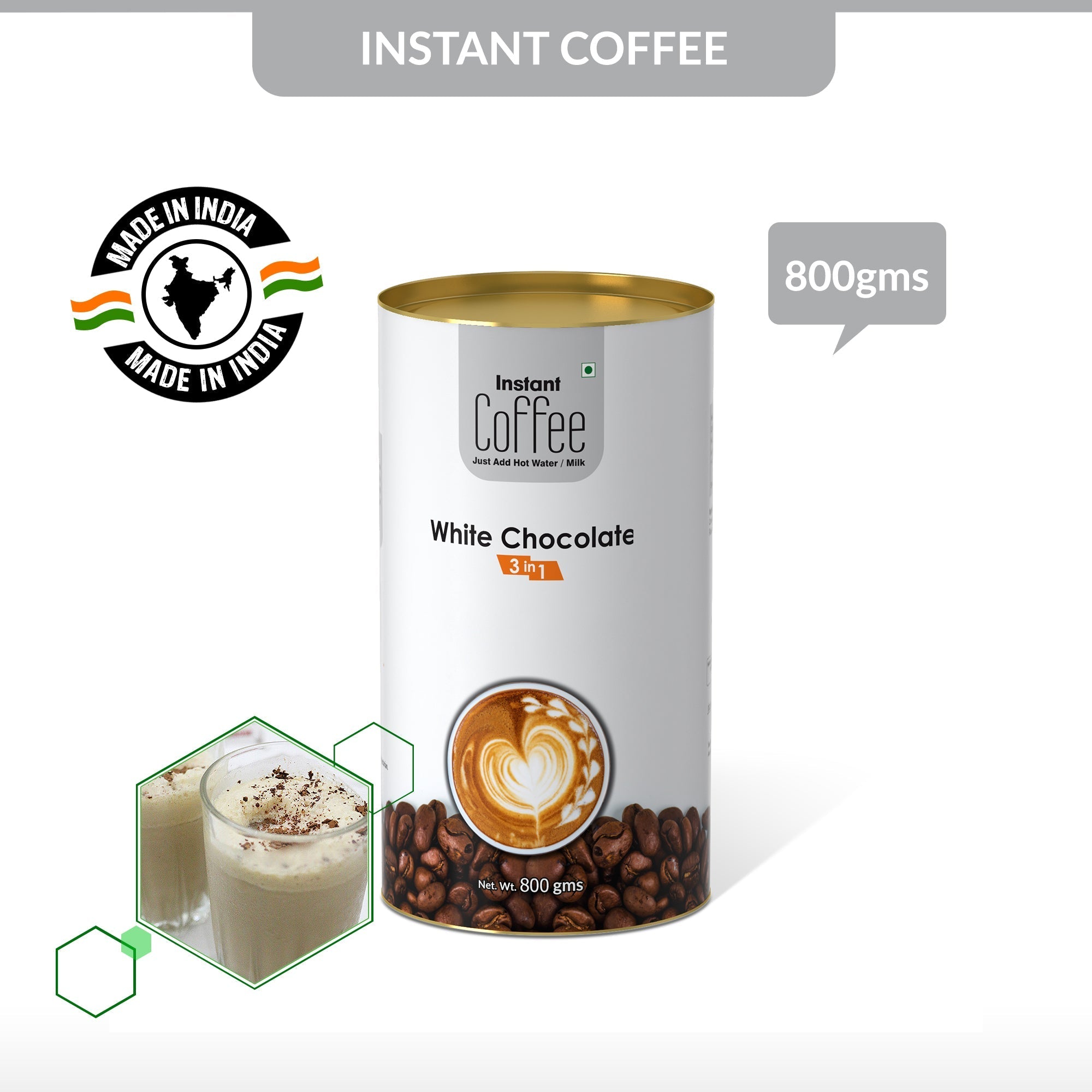 White Instant Chocolate Premix (3 in 1) - 800 gms