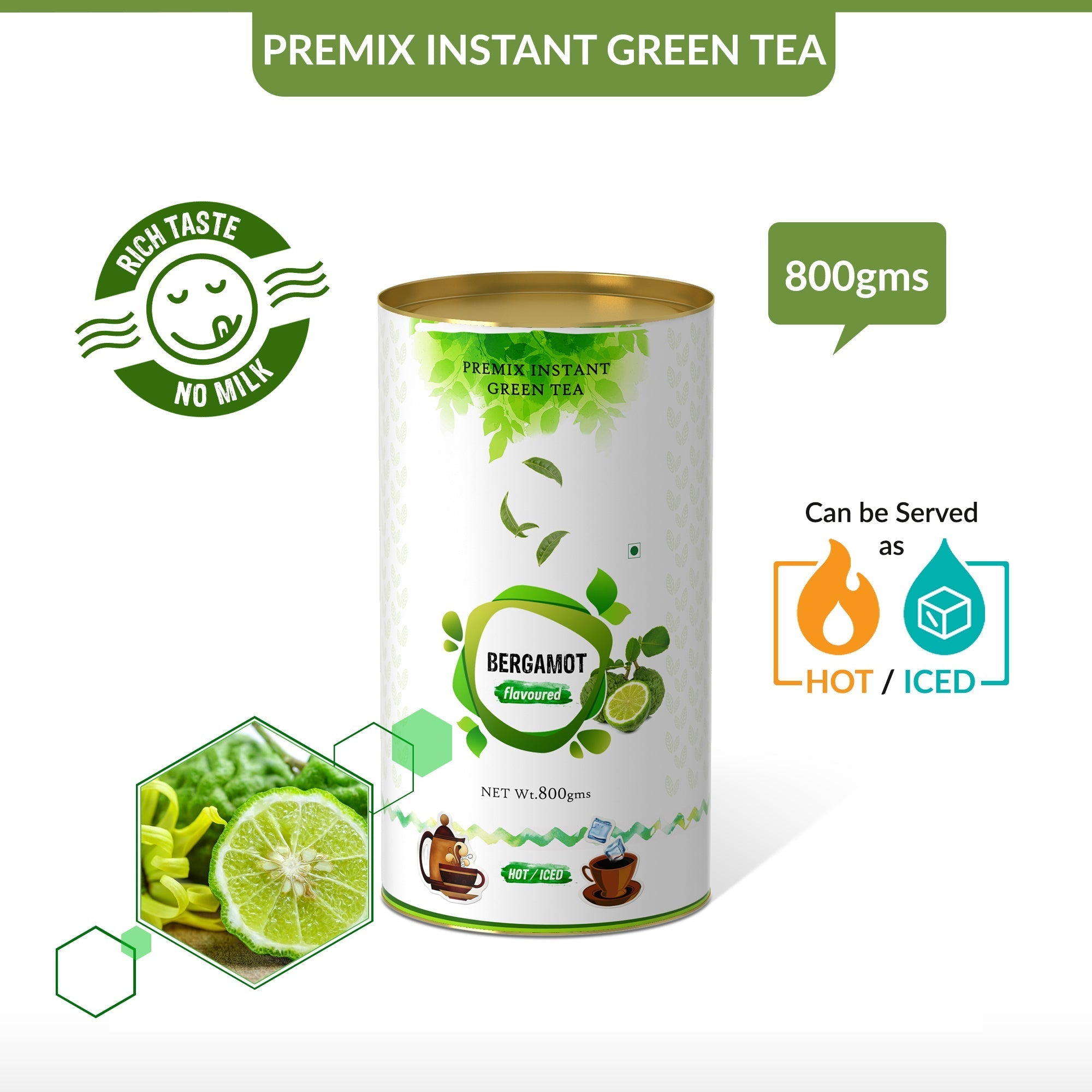 Bergamot Flavored Instant Green Tea - 800 gms