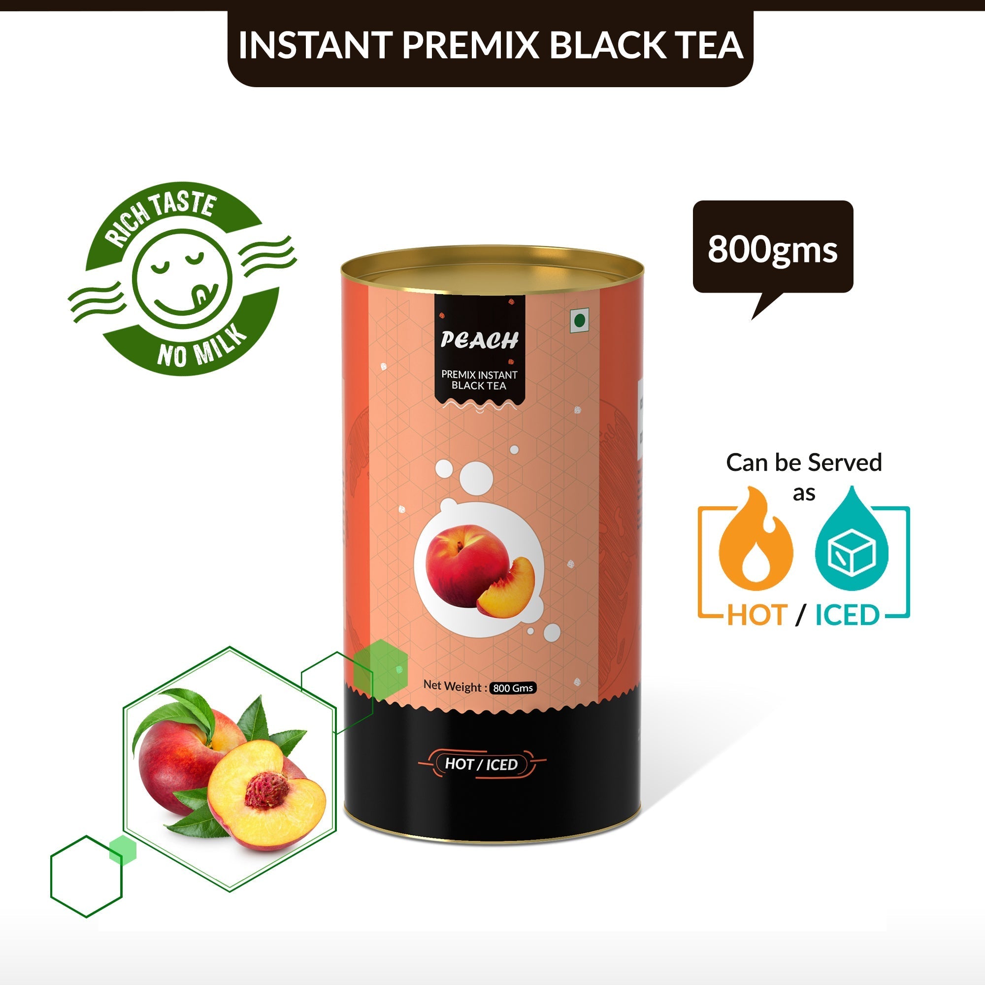 Peach Flavored Instant Black Tea - 800 gms