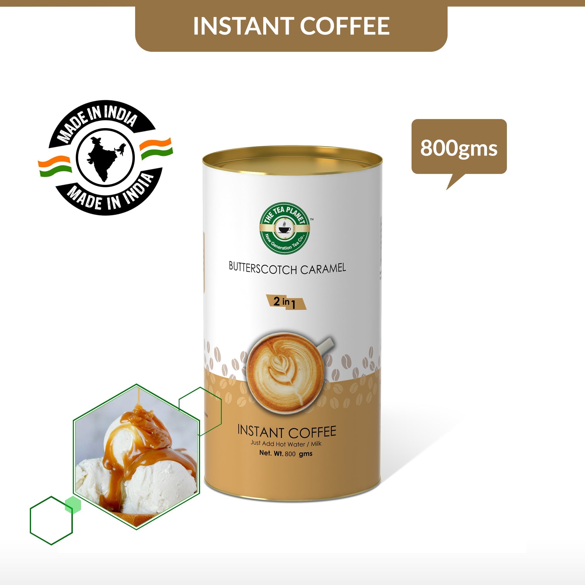 Butterscotch Caramel Instant Coffee Premix (2 in 1) - 800 gms