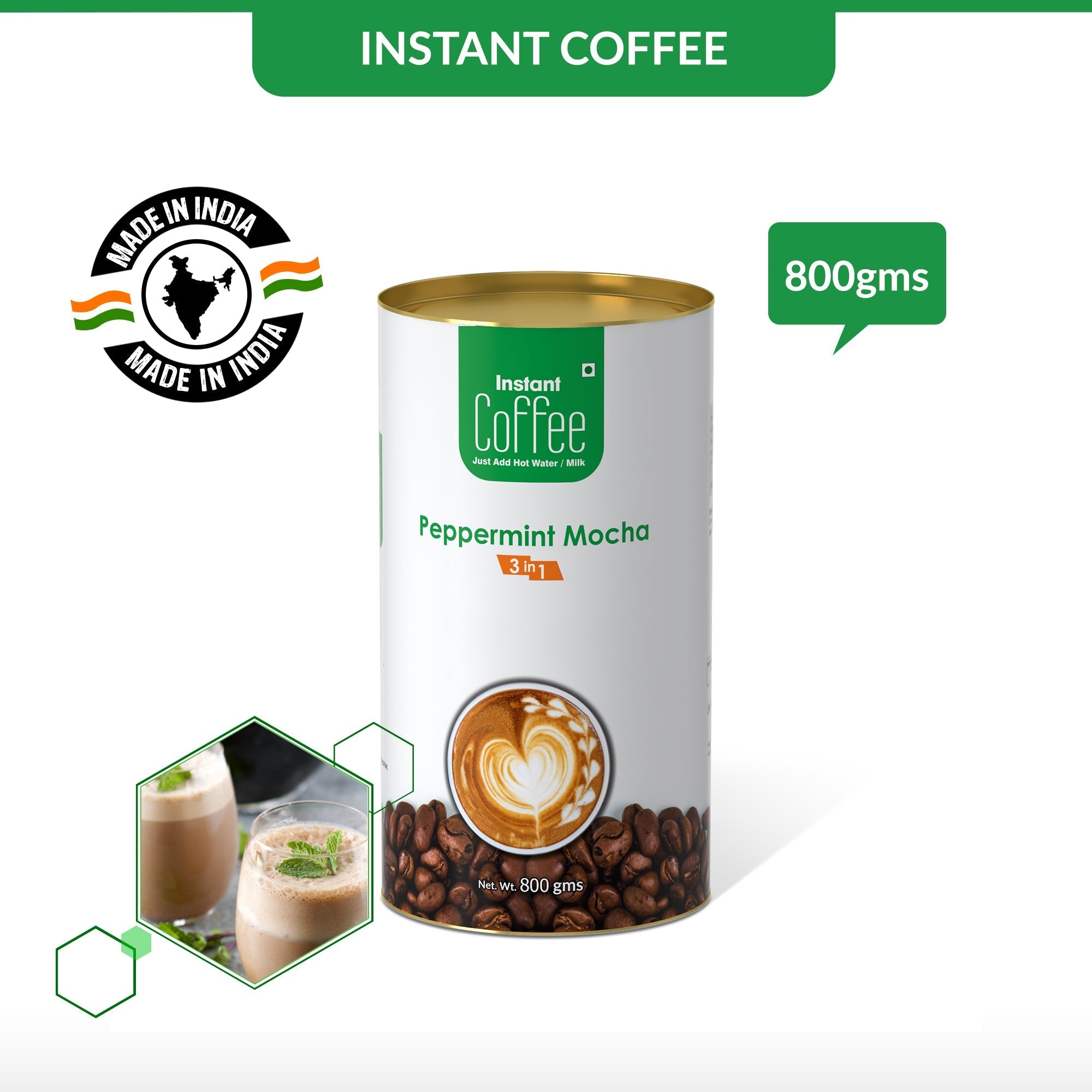 Peppermint Mocha Instant Coffee Premix (3 in 1) - 800 gms