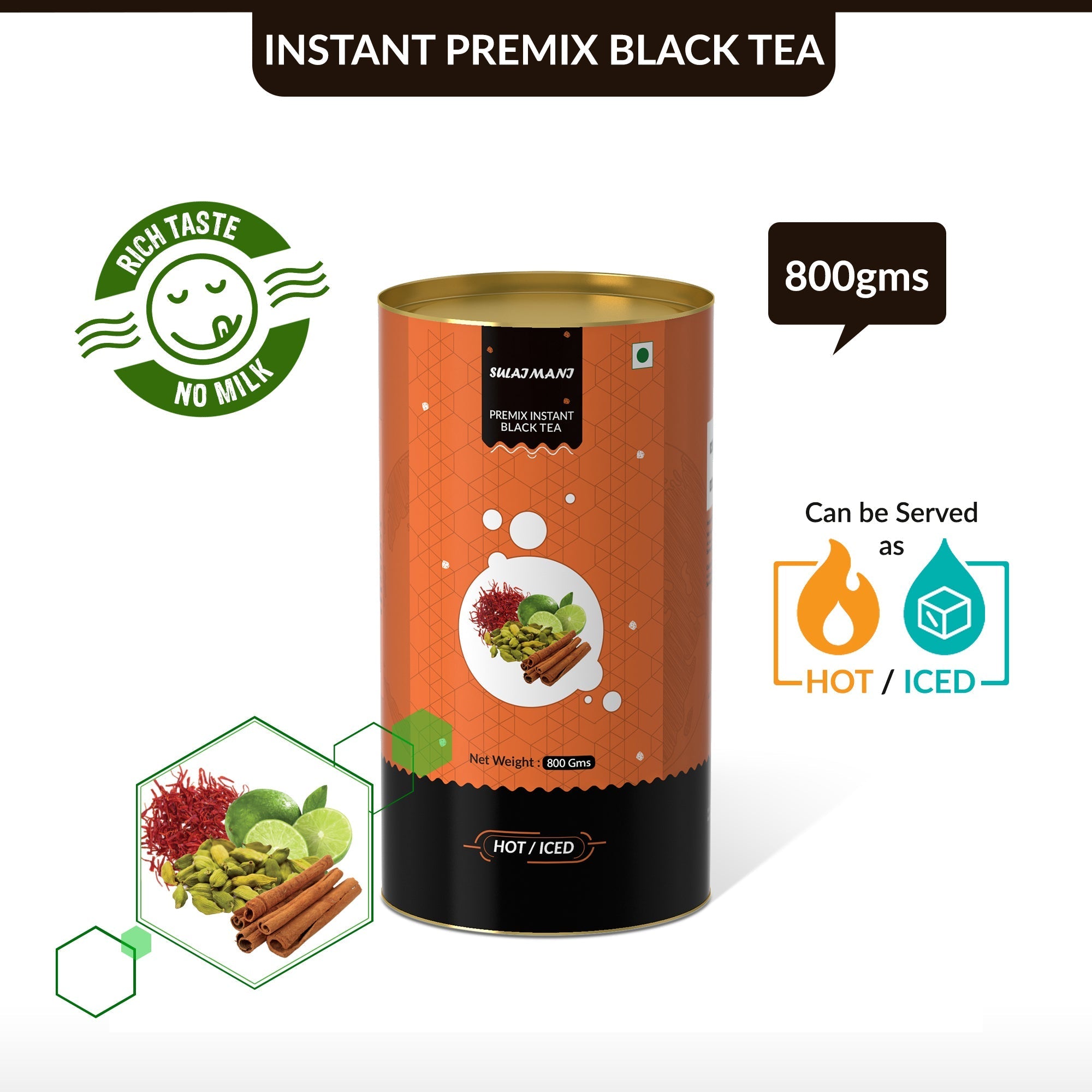 Sulaimani Flavored Instant Black Tea - 800 gms