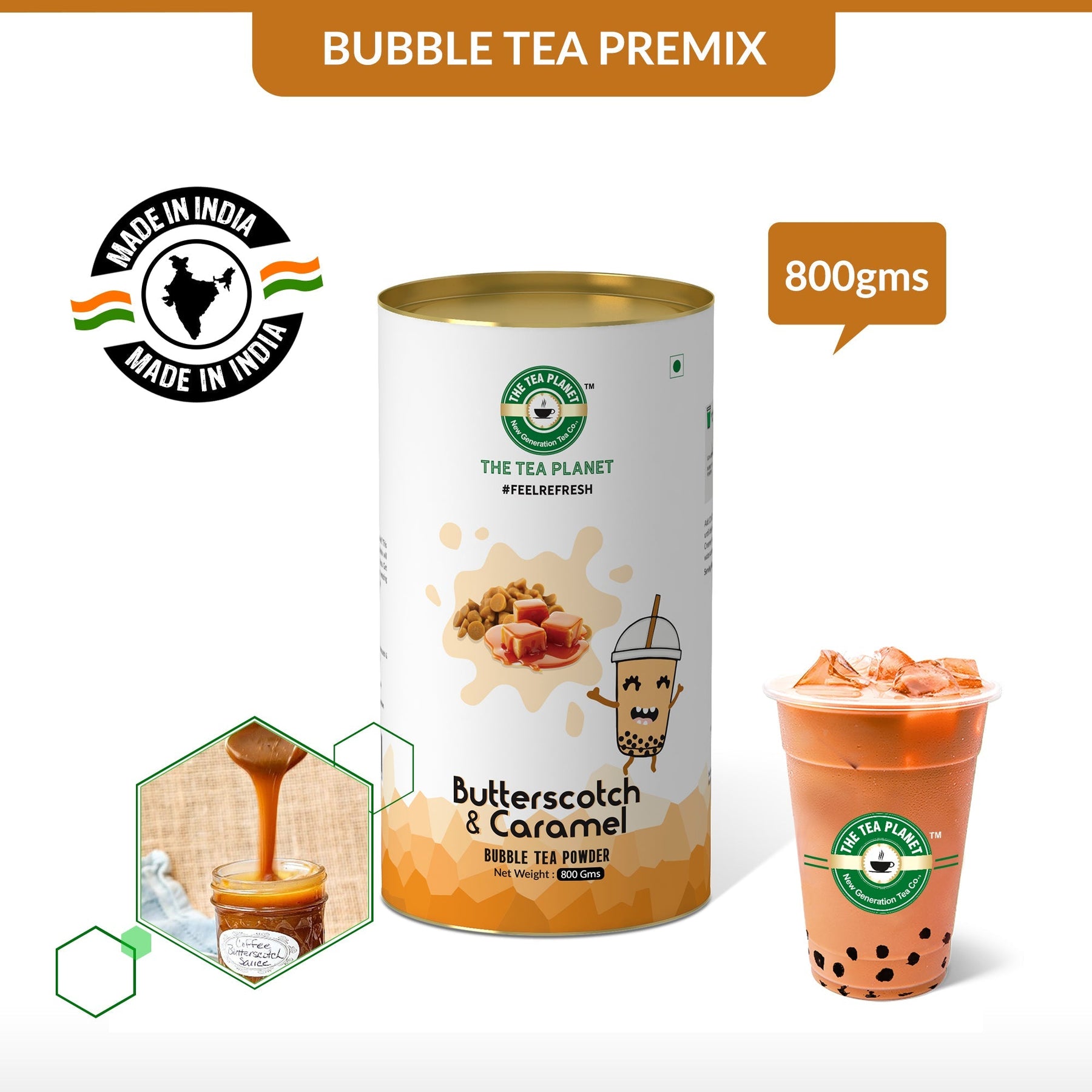 Butterscotch Caramel Bubble Tea Premix - 800 gms
