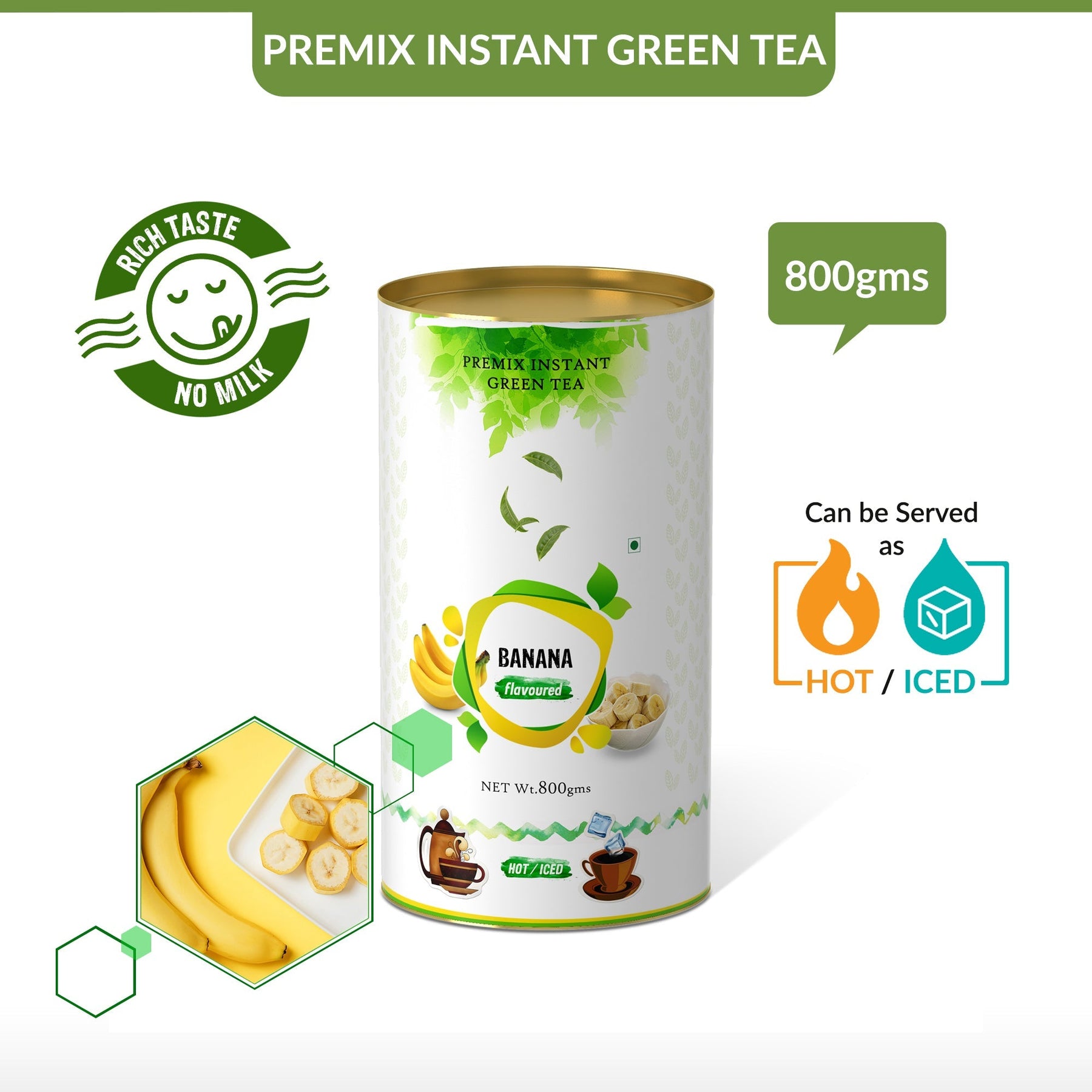 Banana Flavored Instant Green Tea - 400 gms