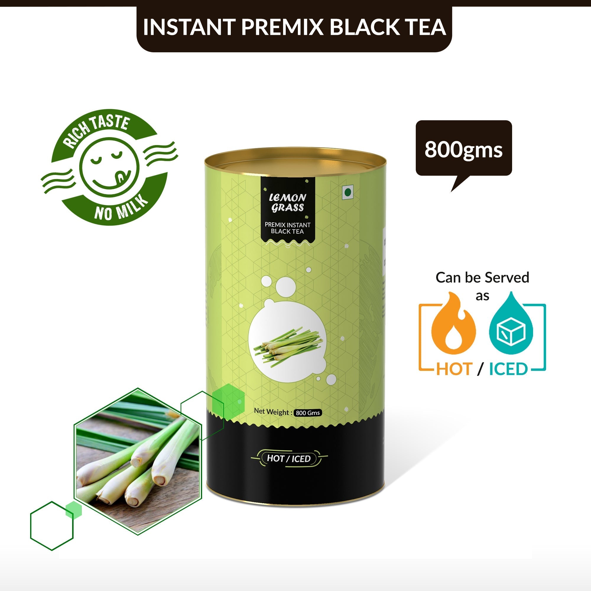 Lemongrass Flavored Instant Black Tea - 800 gms