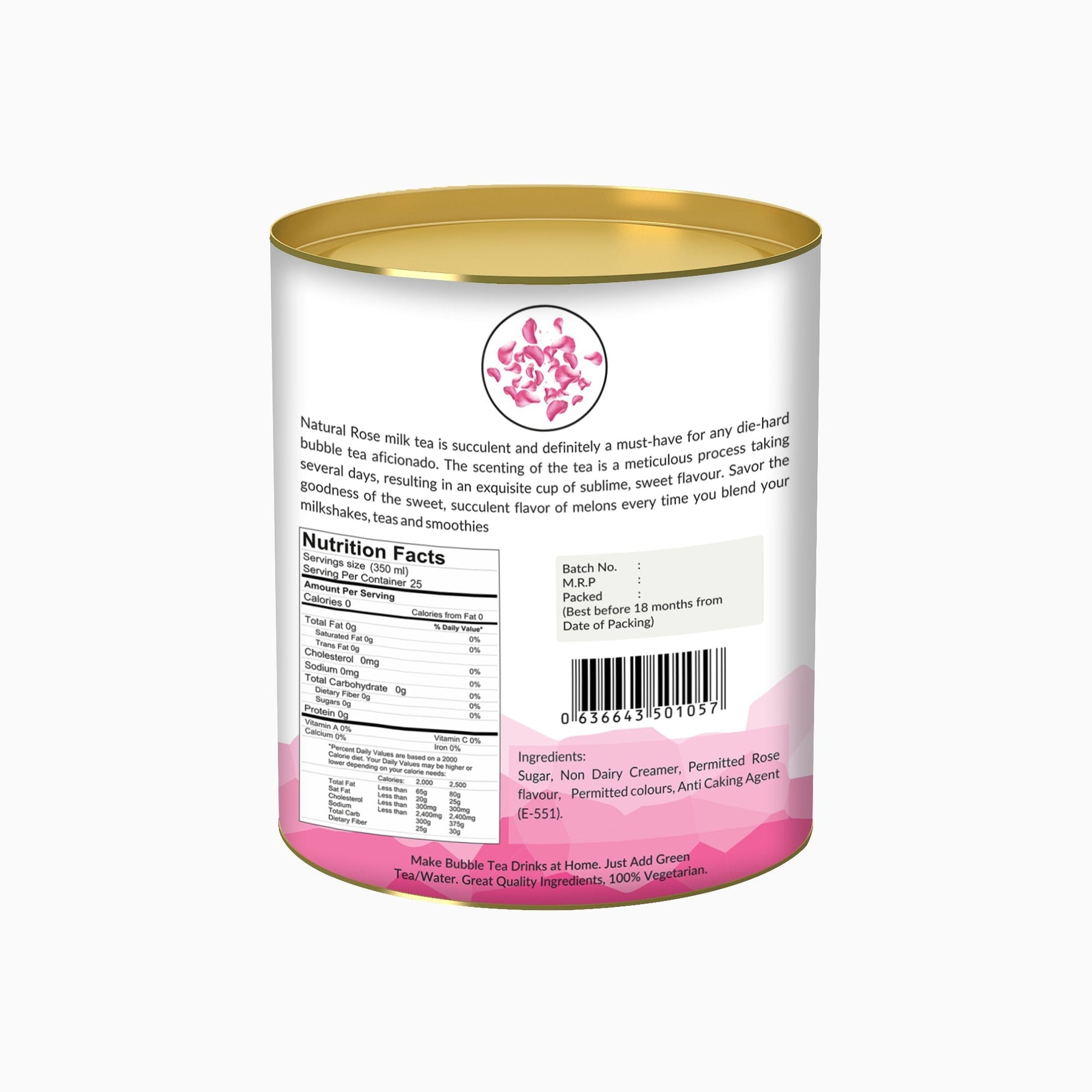 Rose Milk Bubble Tea Premix - 800 gms