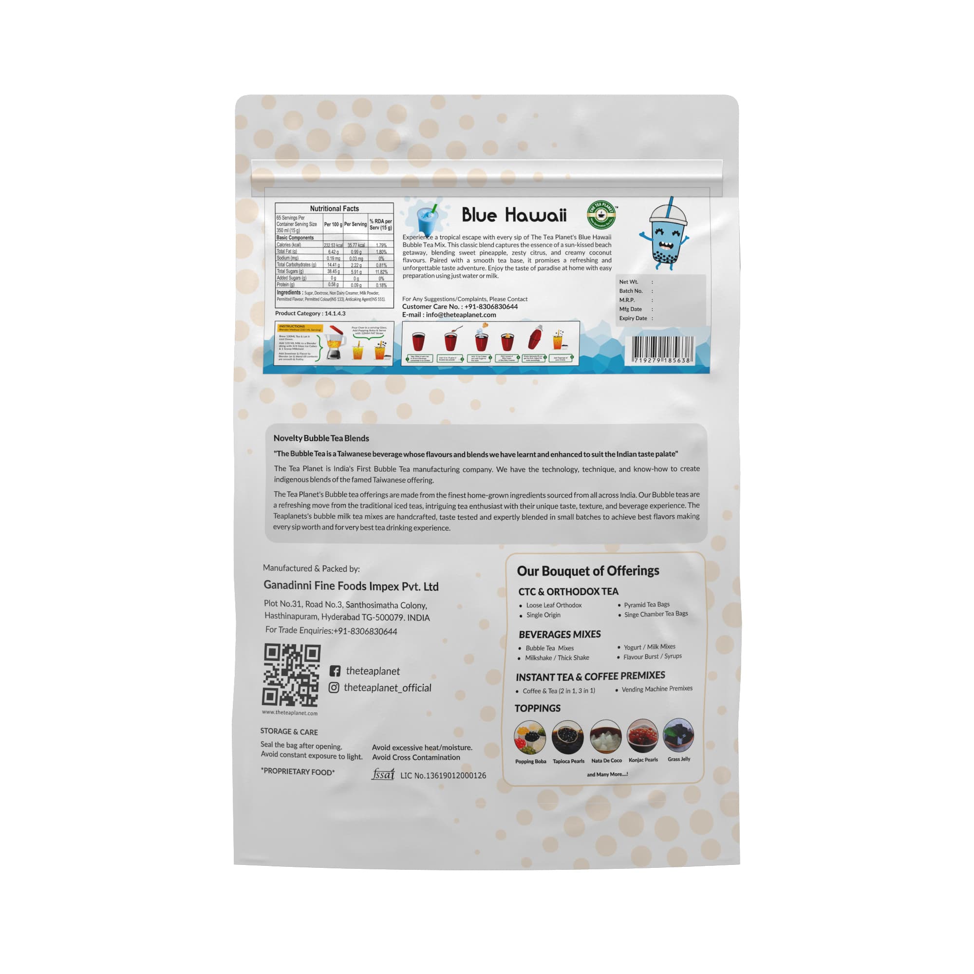 Blue Hawaii Bubble Tea Premix - 1Kg