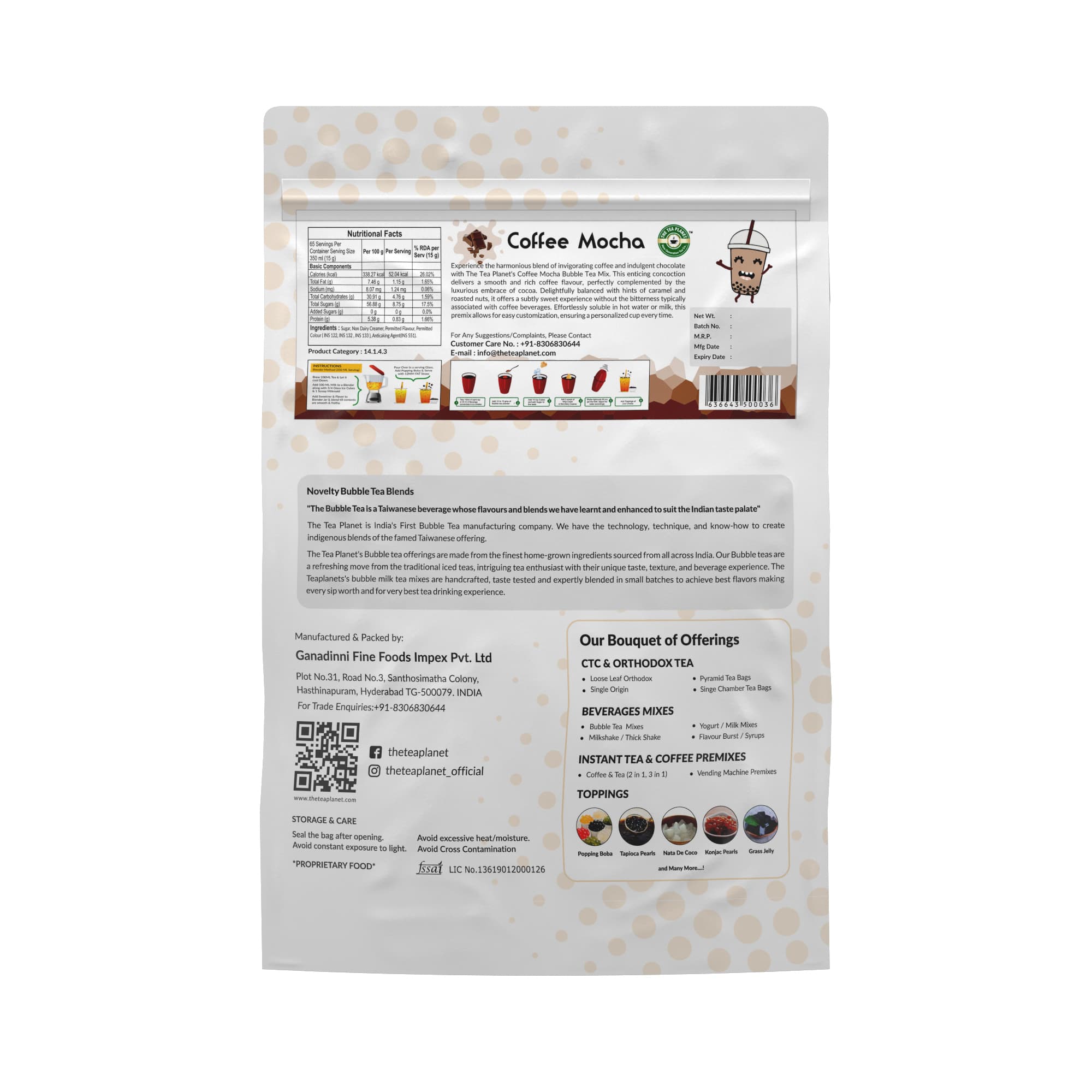 Coffee Mocha Bubble Tea Premix - 1Kg