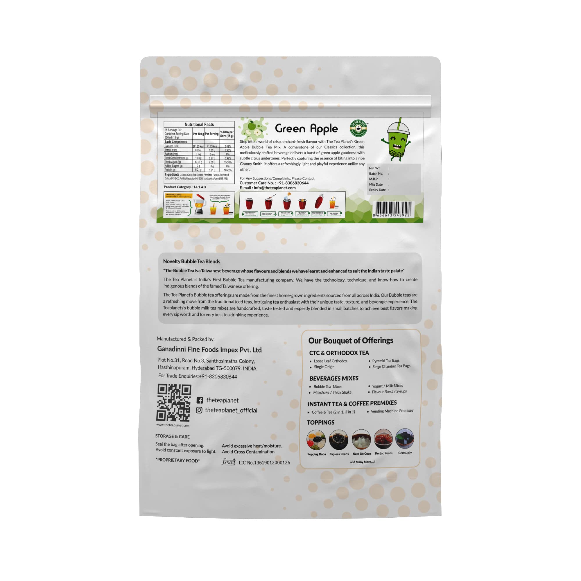 Green Apple Bubble Tea Premix - 1Kg