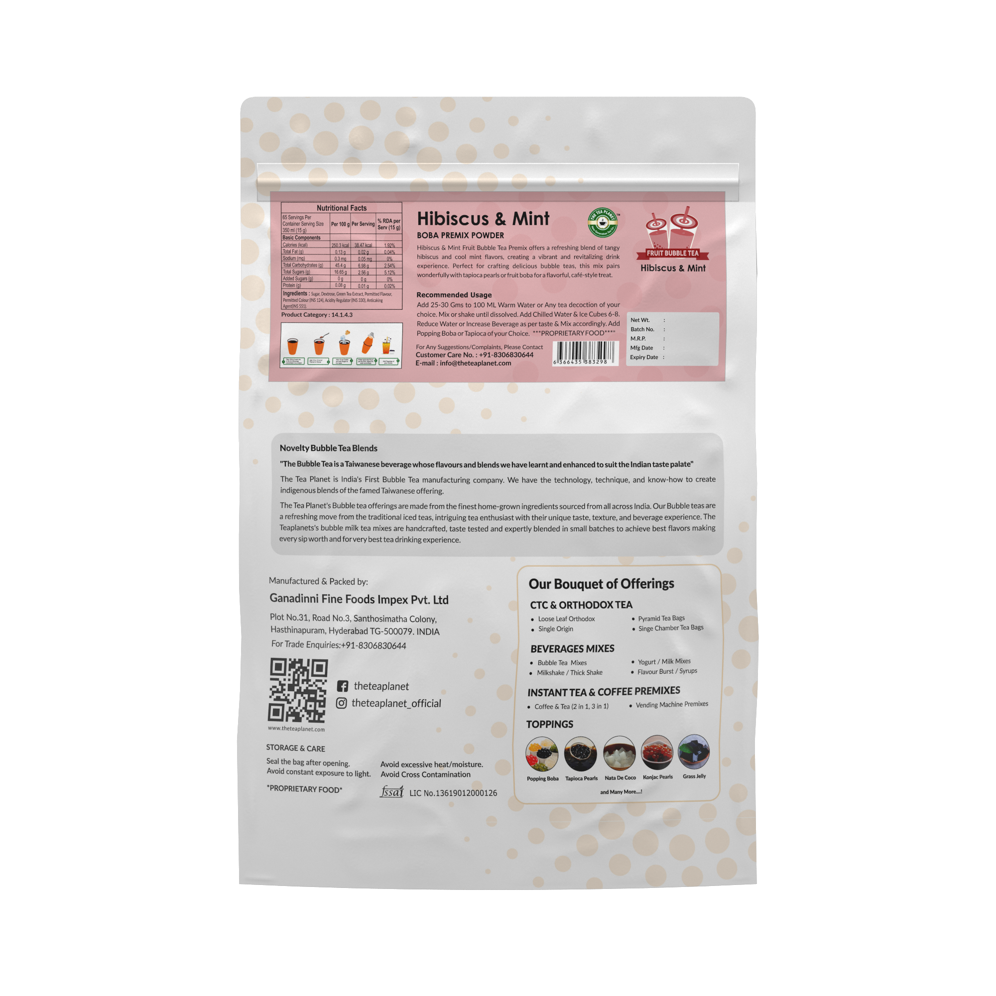 Hibiscus & Mint Fruit Bubble Tea Premix - 1 kg
