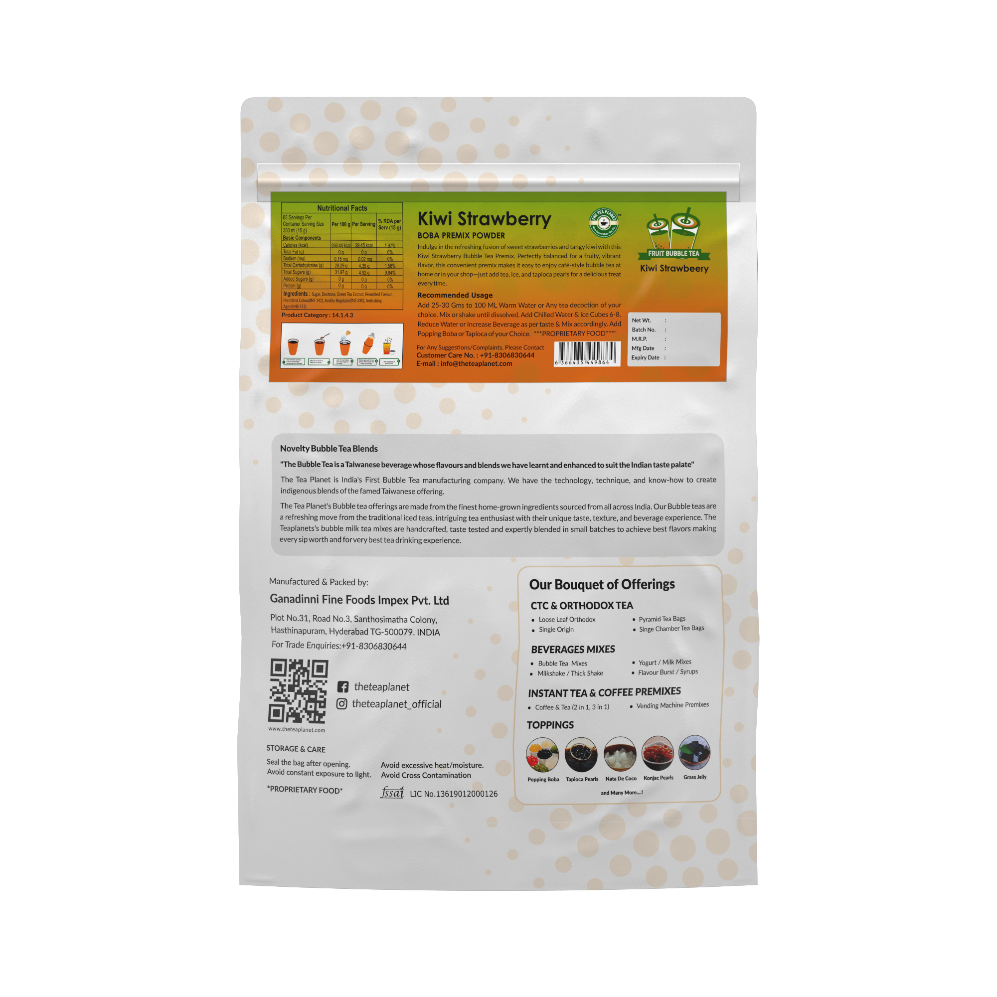 Kiwi Strawberry Fruit Bubble Tea Premix - 1 kg