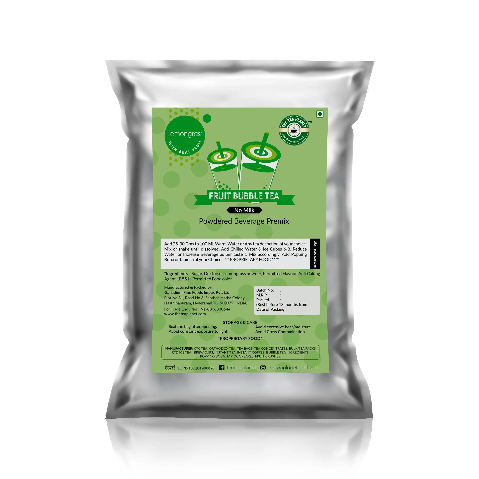 Lemongrass Bubble Tea Premix - 1 Kg