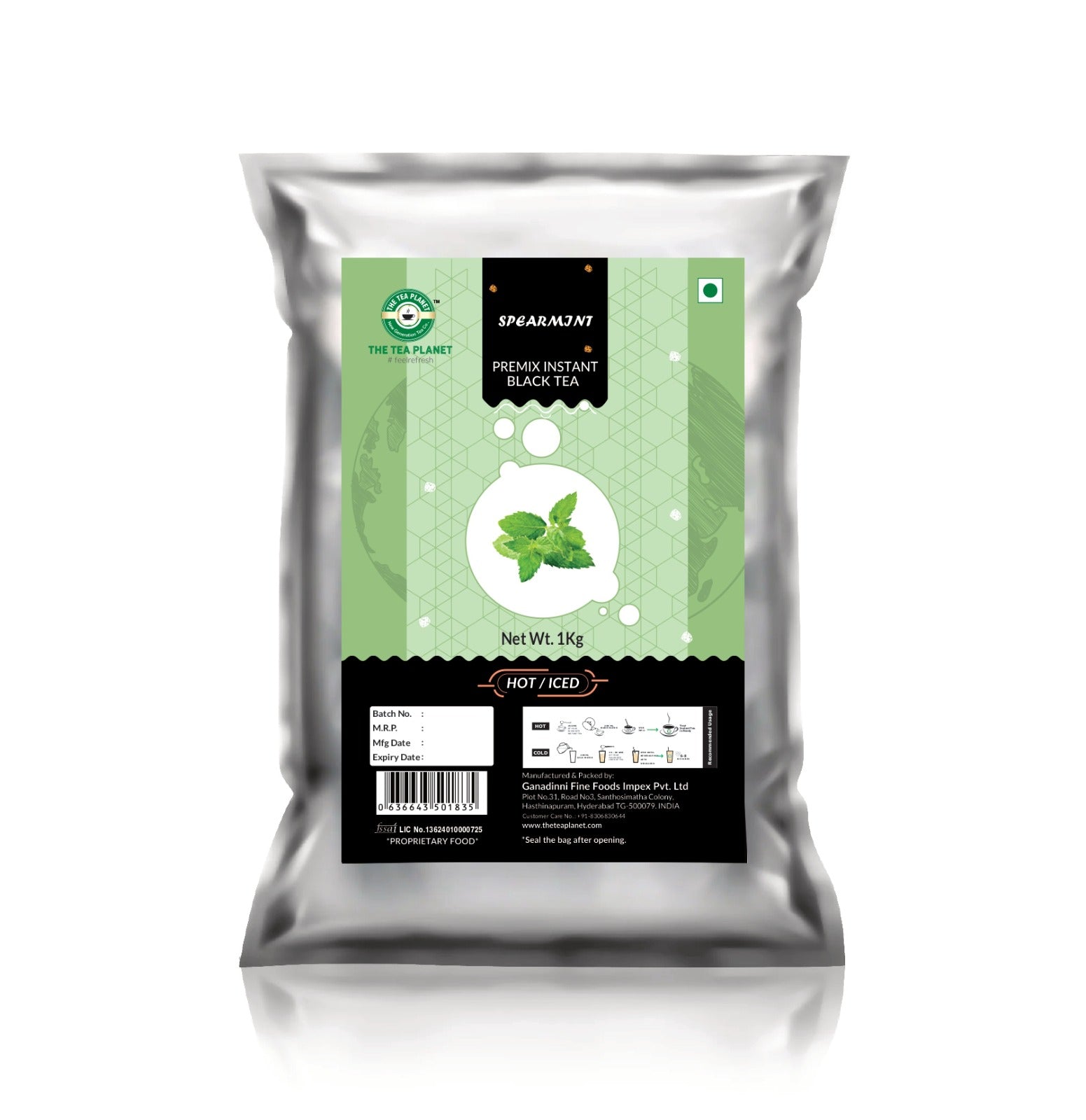 Spearmint Flavored Instant Black Tea