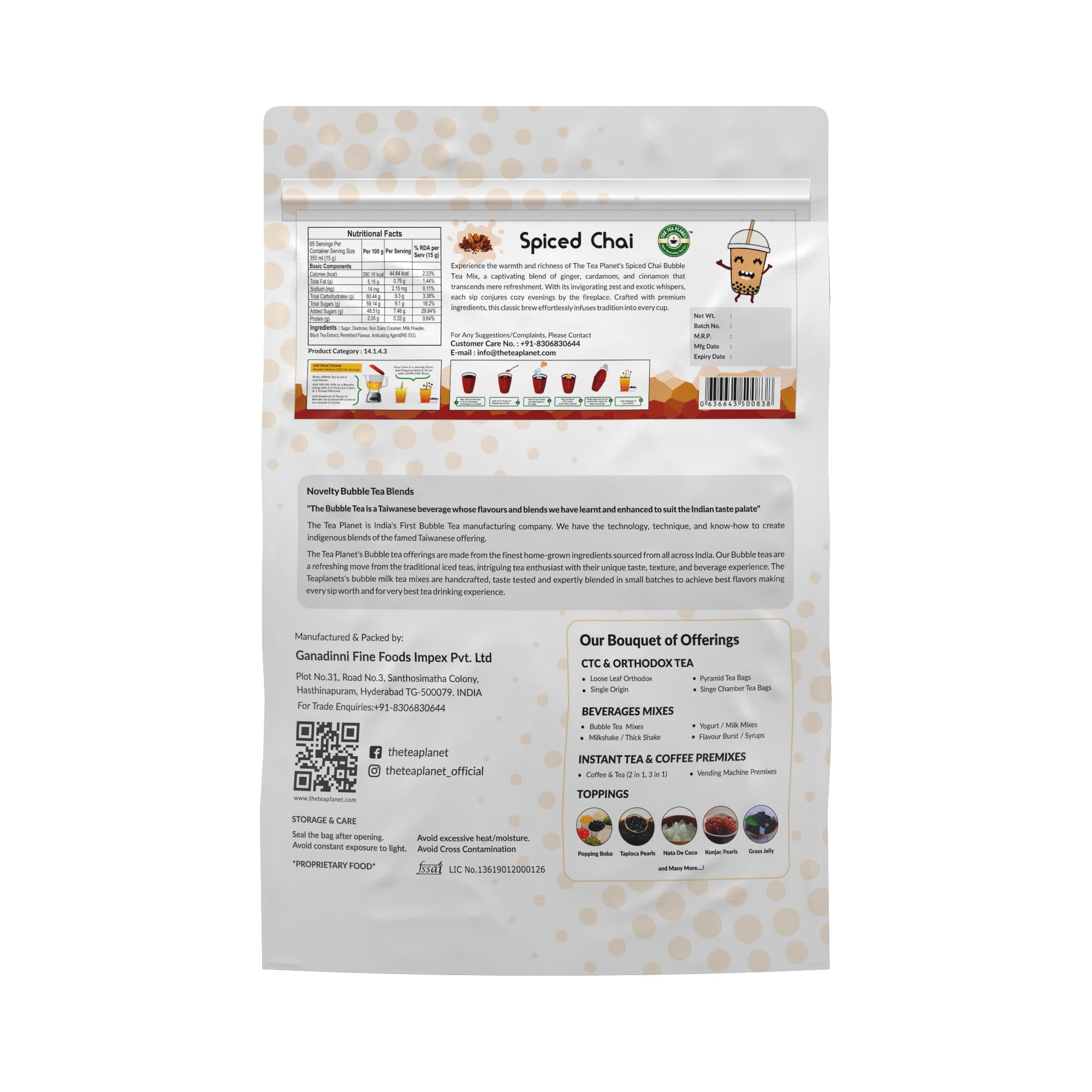 Spiced Chai Bubble Tea Premix - 1kg