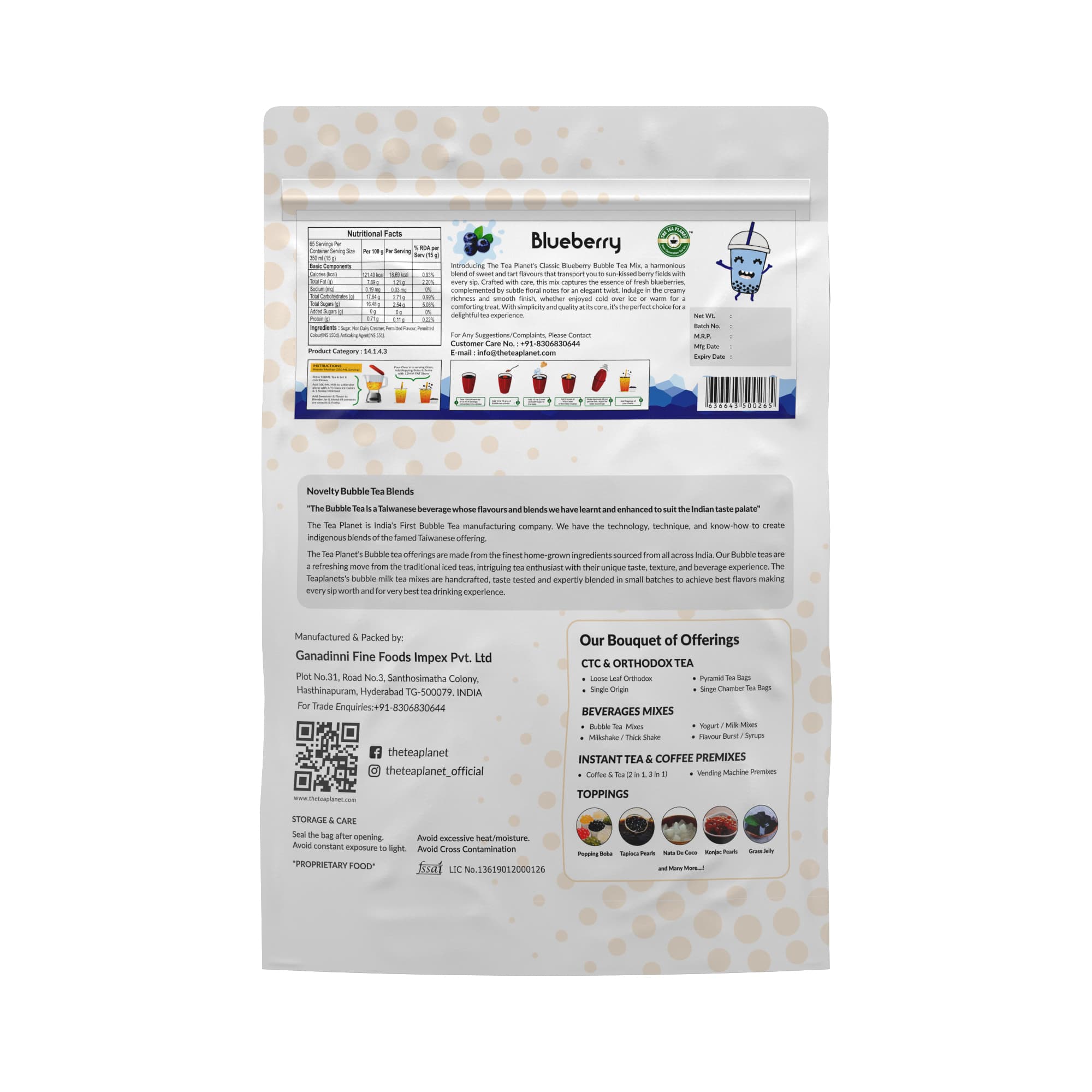 Blueberry Bubble Tea Premix - 1kg