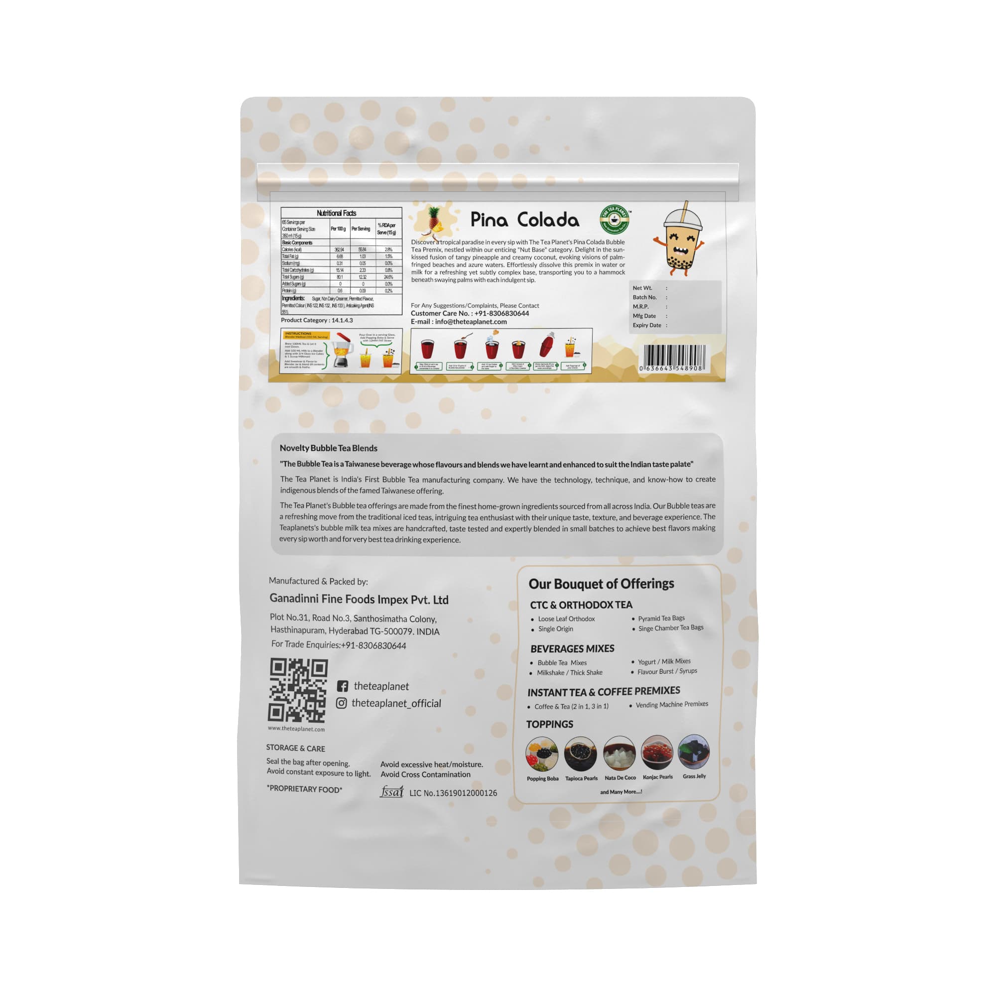 Pina Colada Bubble Tea Premix -1Kg