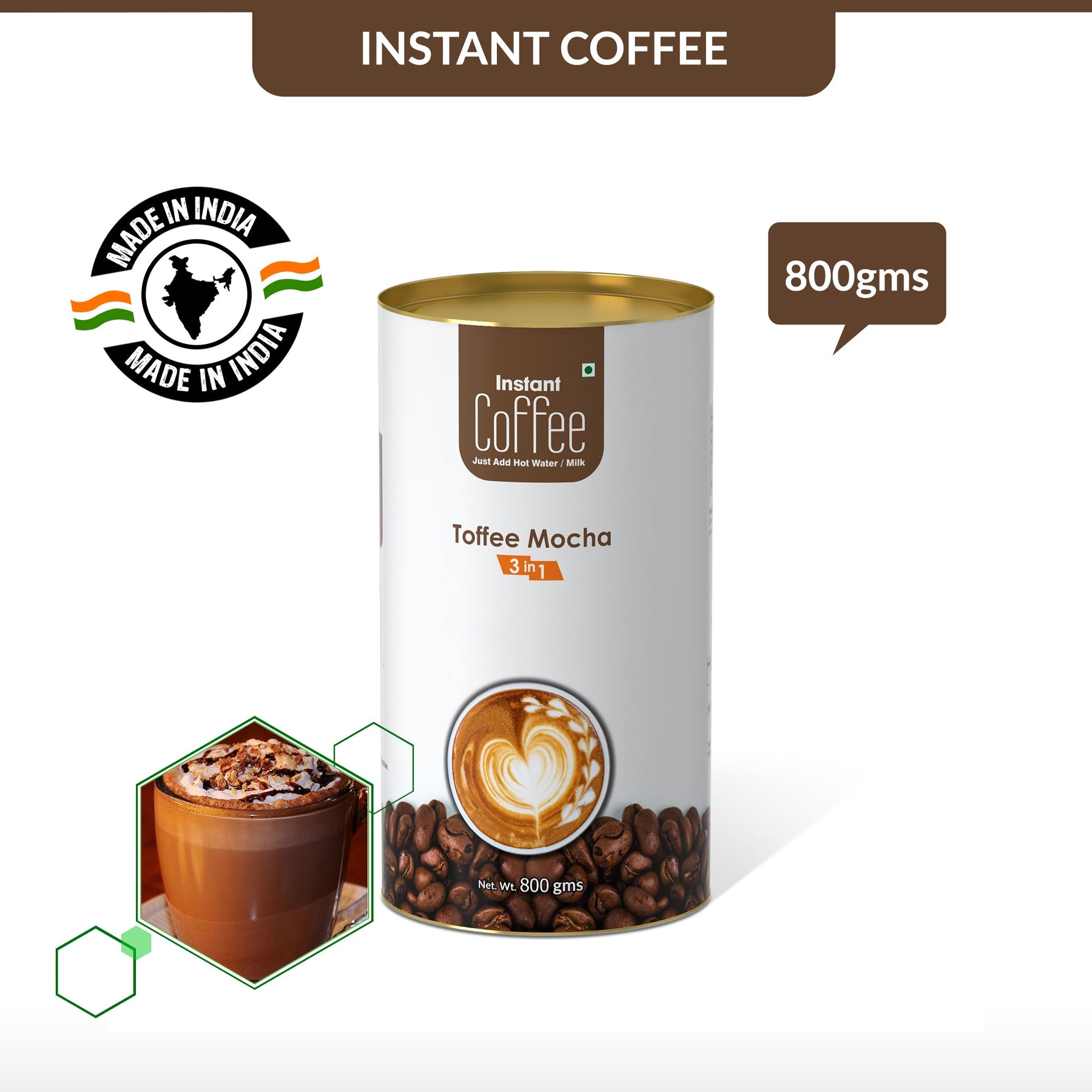 Toffee Mocha Instant Coffee Premix (3 in 1) - 250 gms