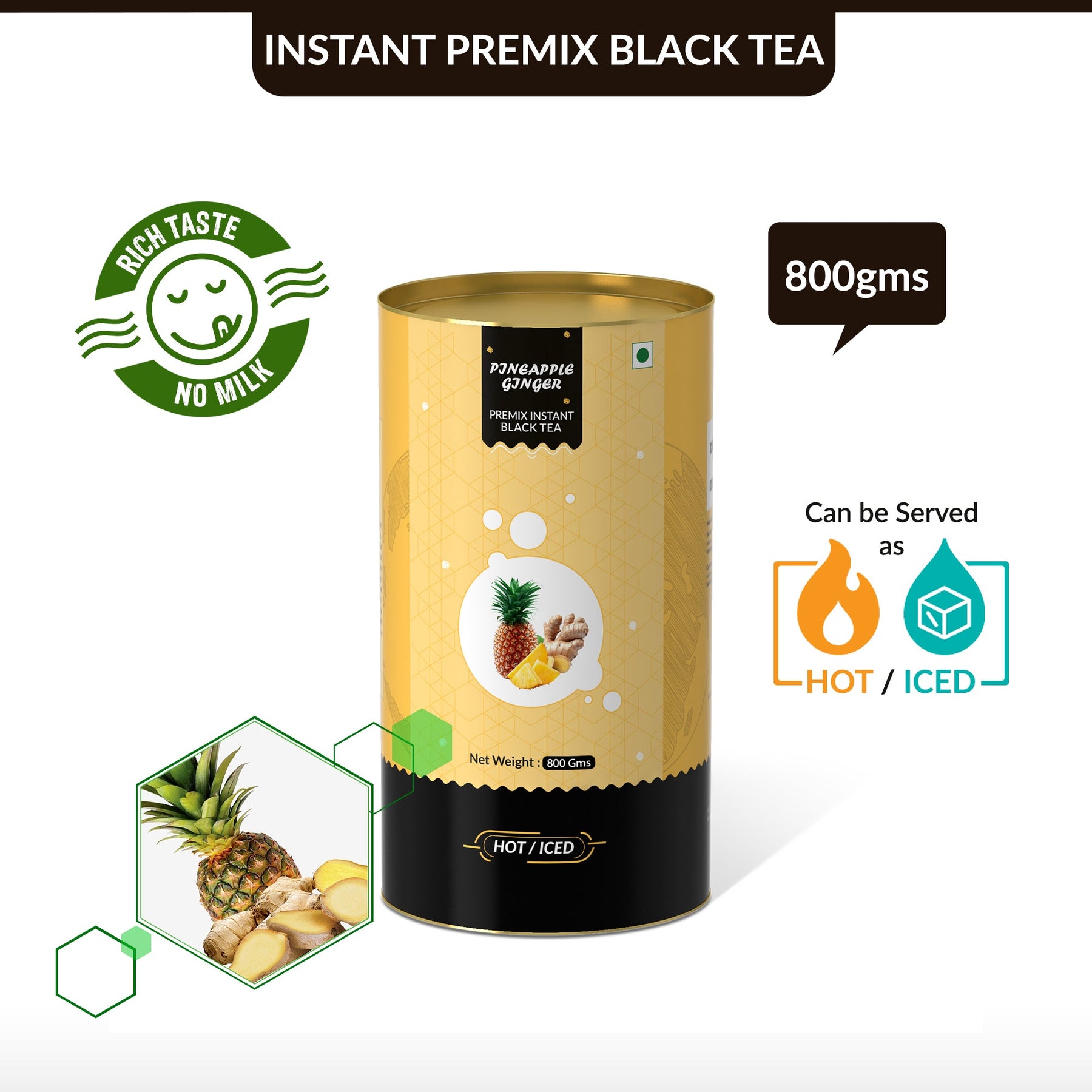 Pineapple With Ginger Flavored Instant Black Tea - 250 gms