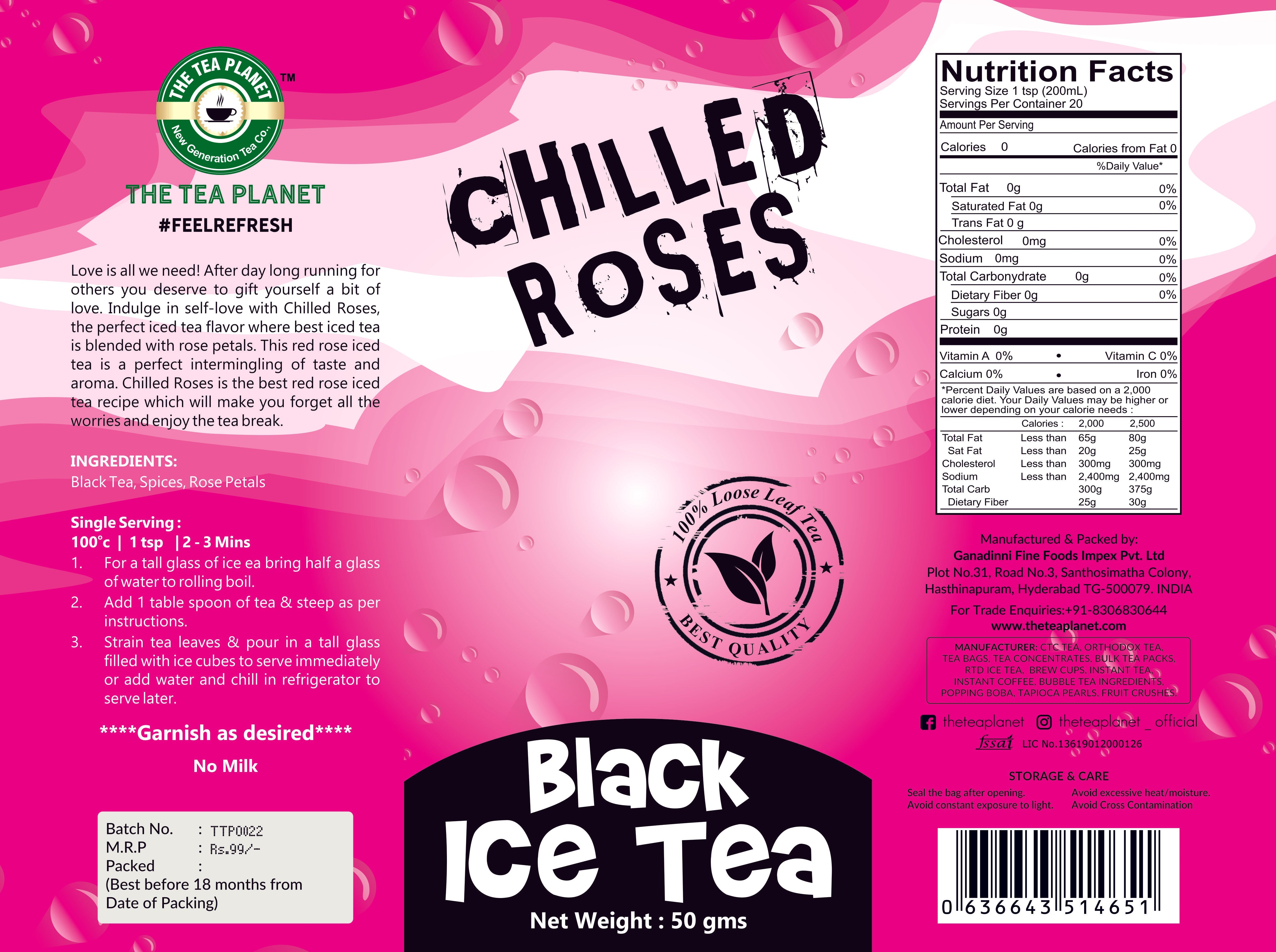 Chilled Roses Orthodox Black Tea - 50 gms