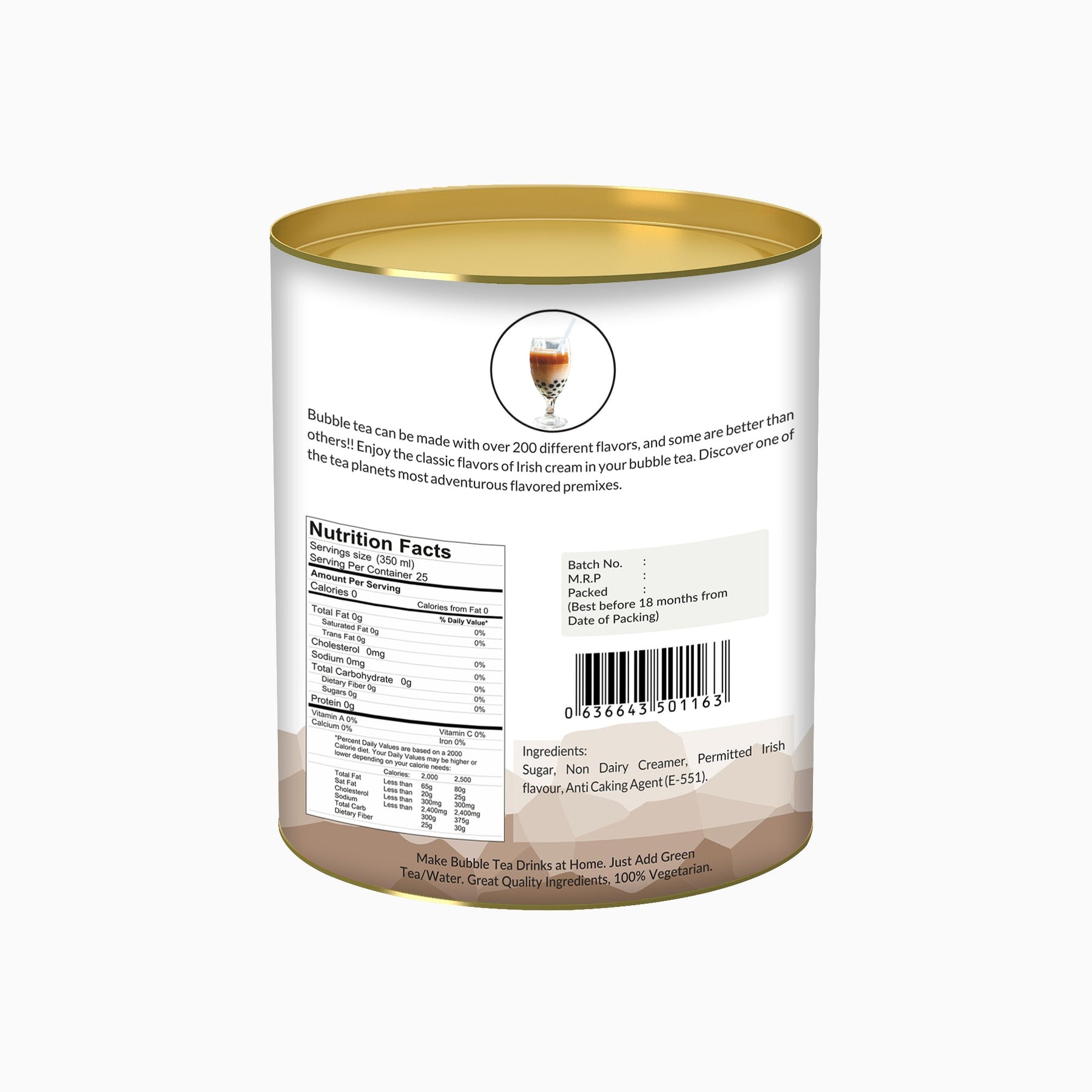 Irish Cream Bubble Tea Premix - 250 gms