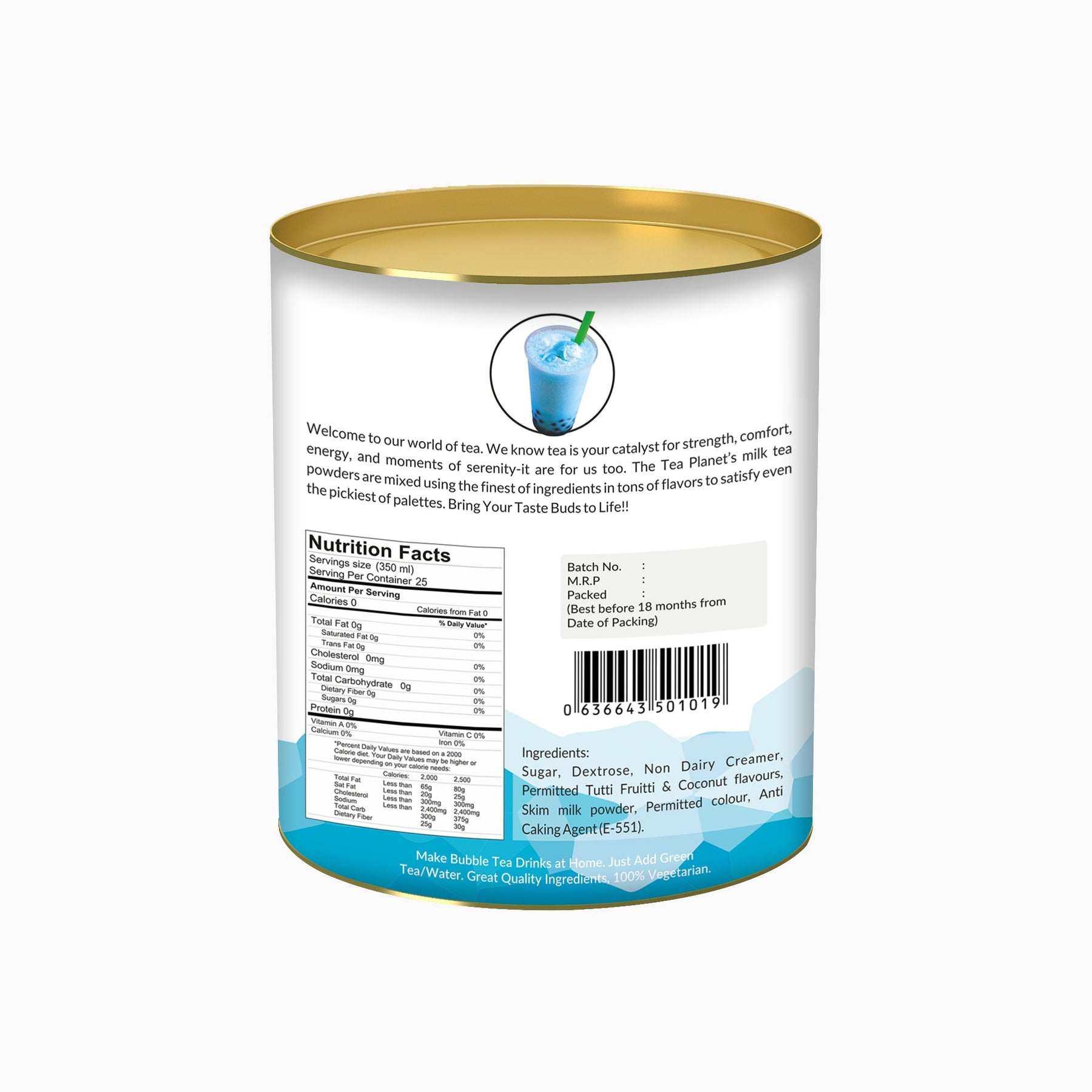 Blue Hawaii Bubble Tea Premix - 250 gms