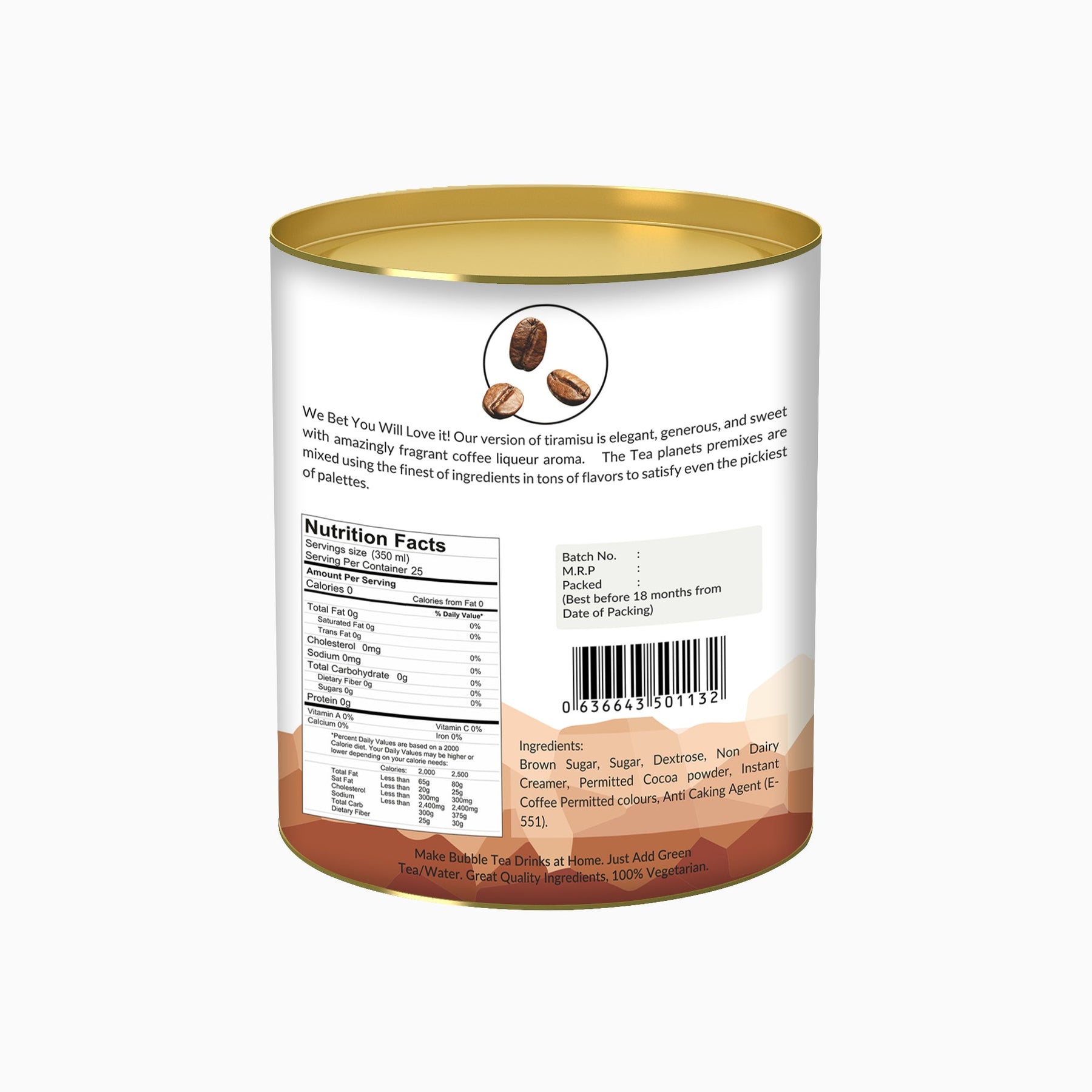 Tiramisu Bubble Tea Premix - 250 gms