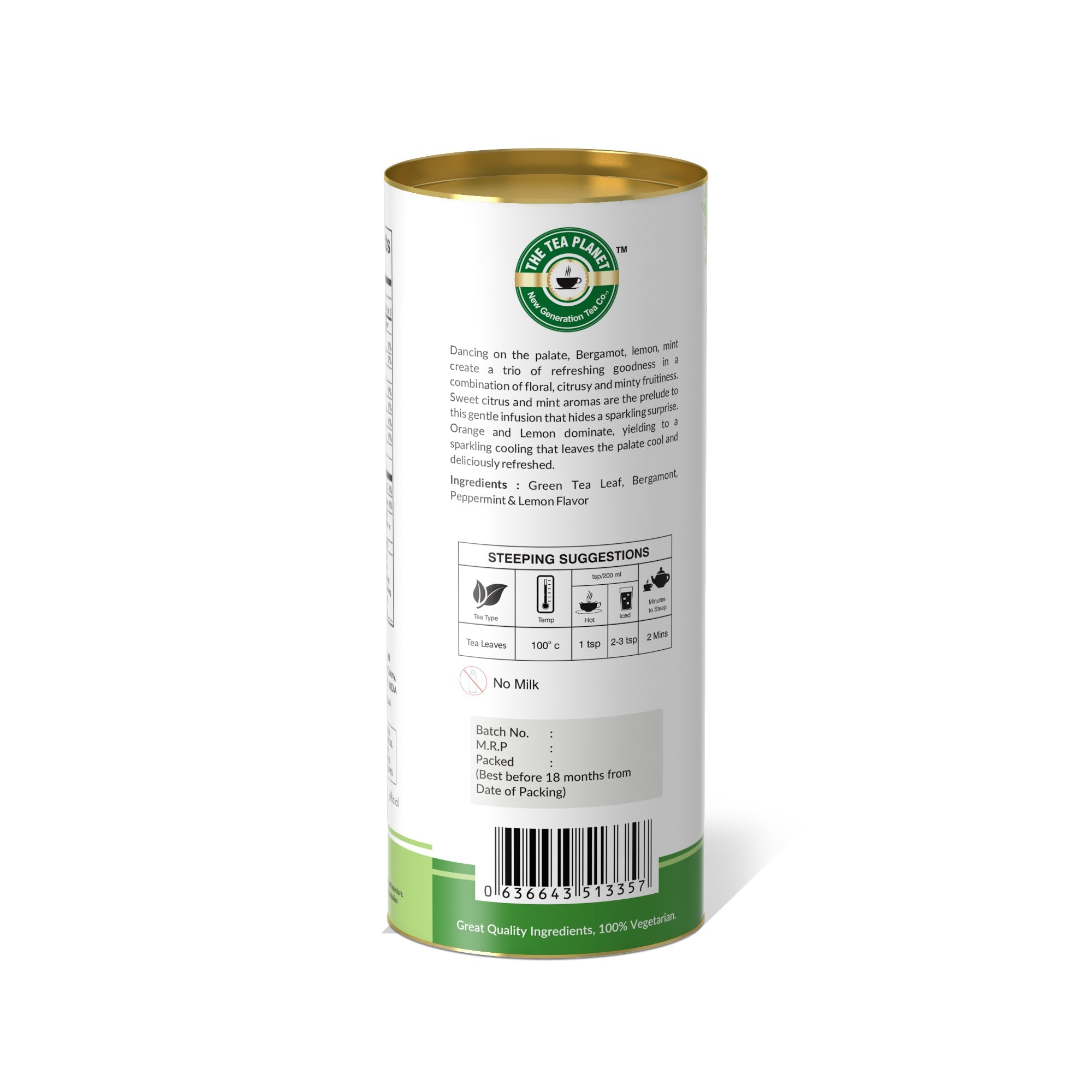 Bergamot, Peppermint & Lemon Orthodox Tea - 50 gms