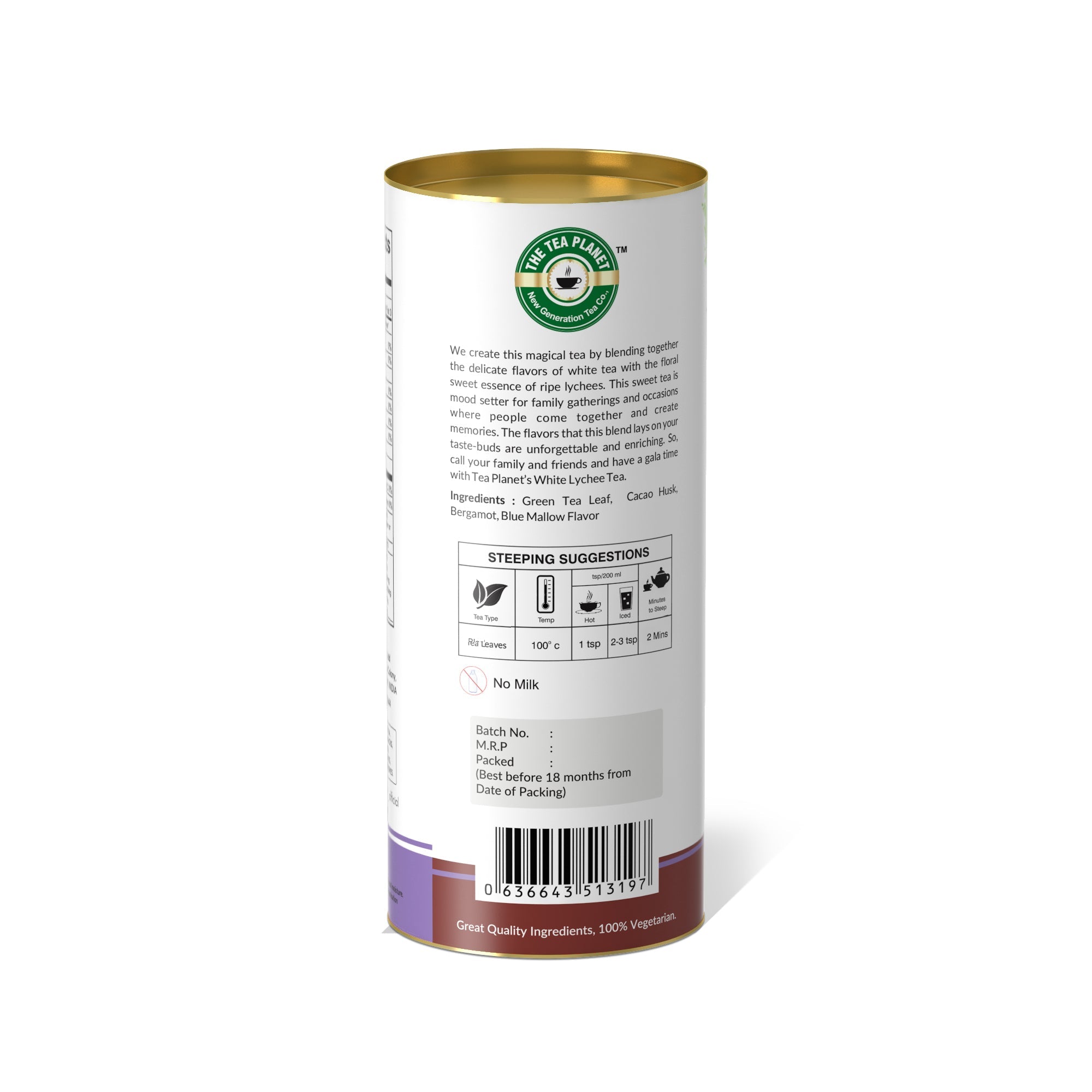 Cacao Husk, Bergamot, Blue Mallow Orthodox Tea - 50 gms