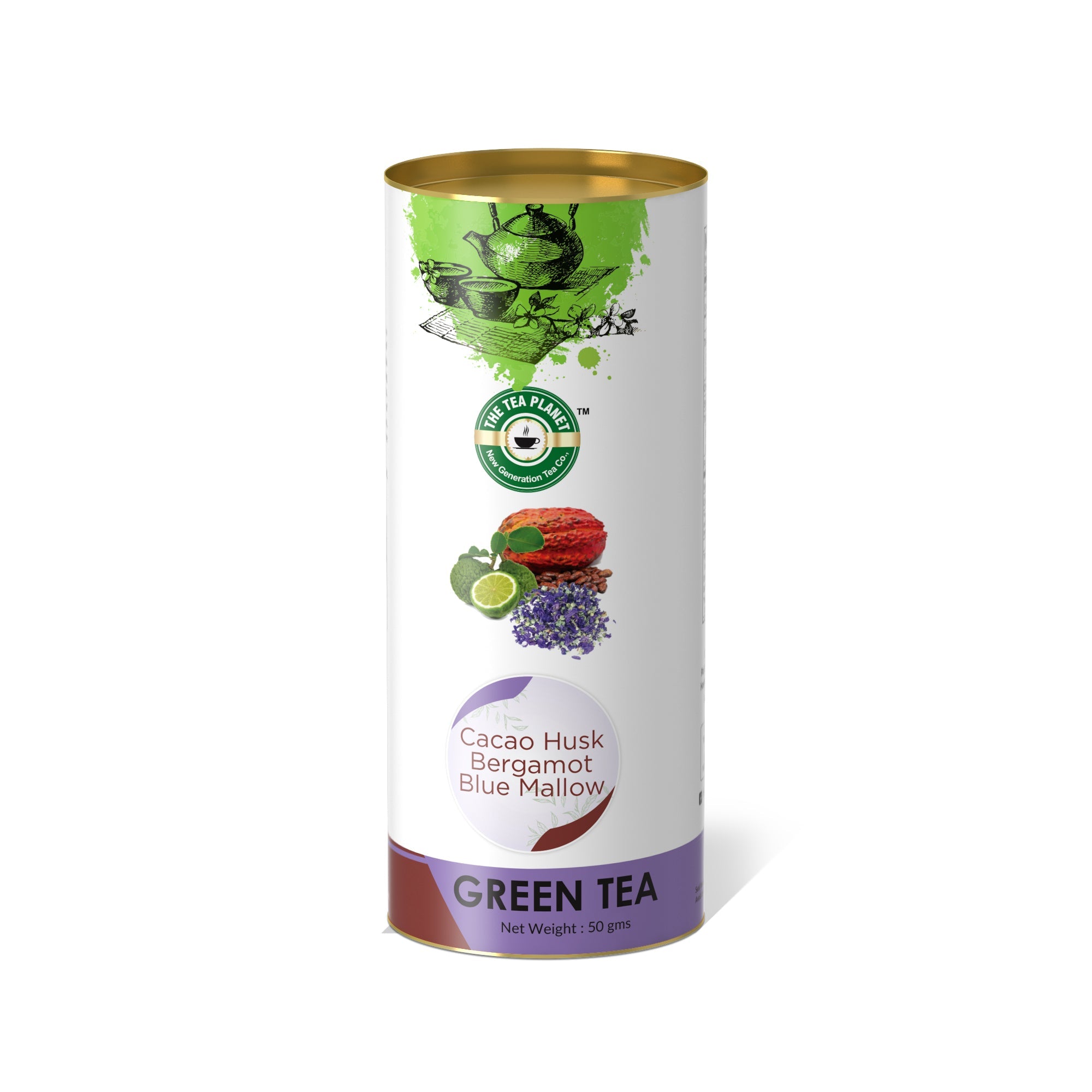 Cacao Husk, Bergamot, Blue Mallow Orthodox Tea - 50 gms