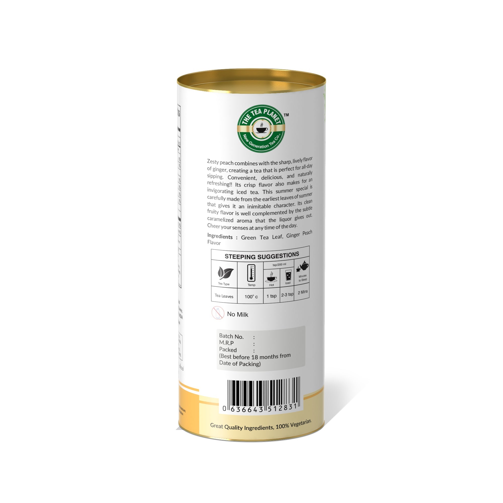 Ginger Peach Orthodox Tea - 50 gms