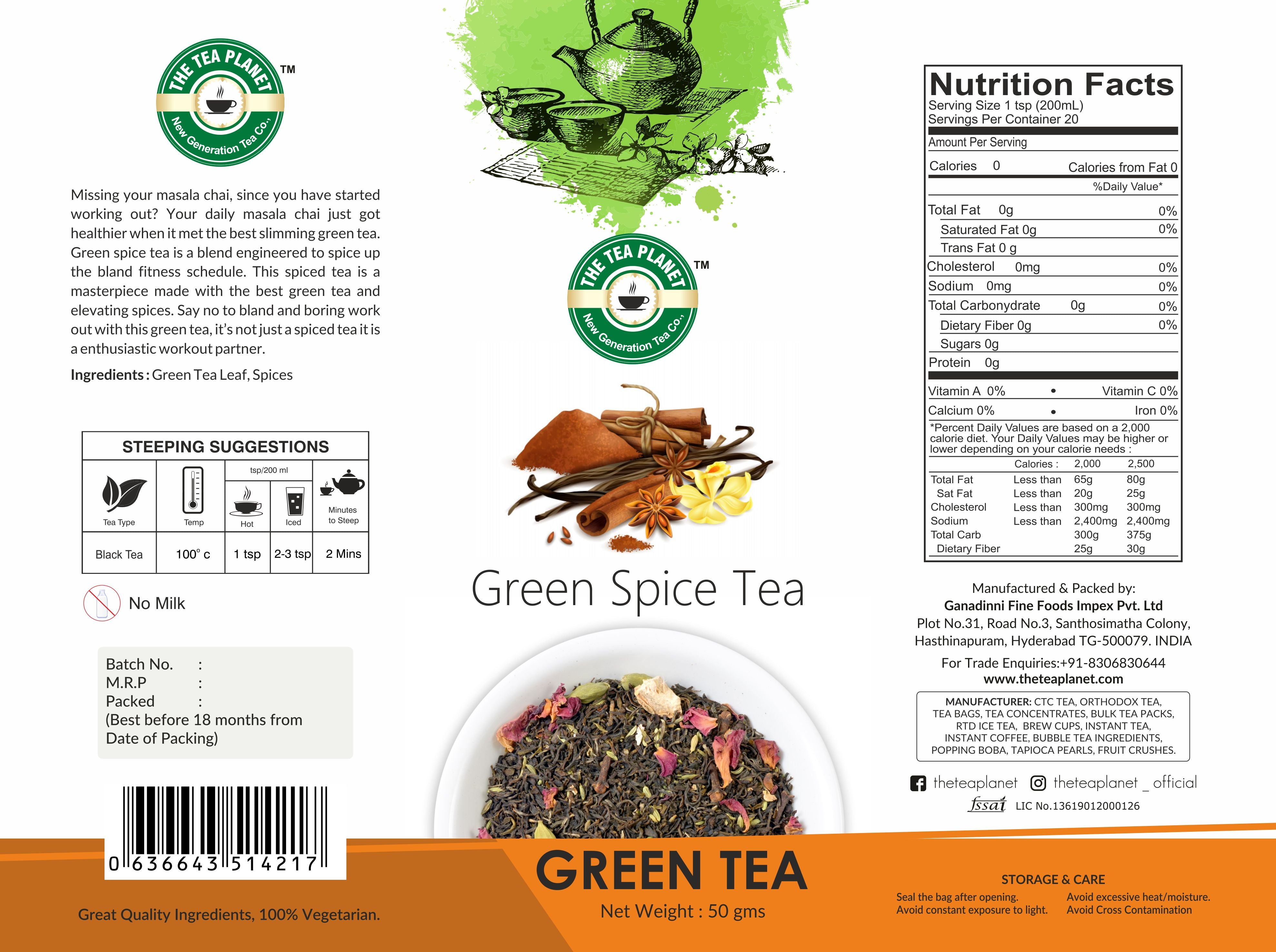 Green Spice Orthodox Tea - 50 gms