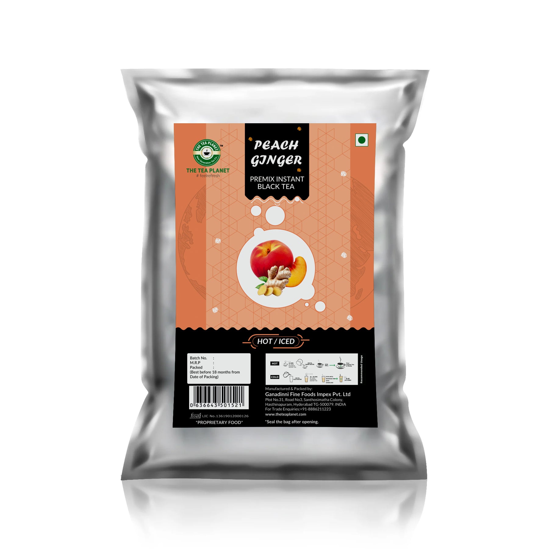 Peach Ginger Flavoured Instant Black Tea