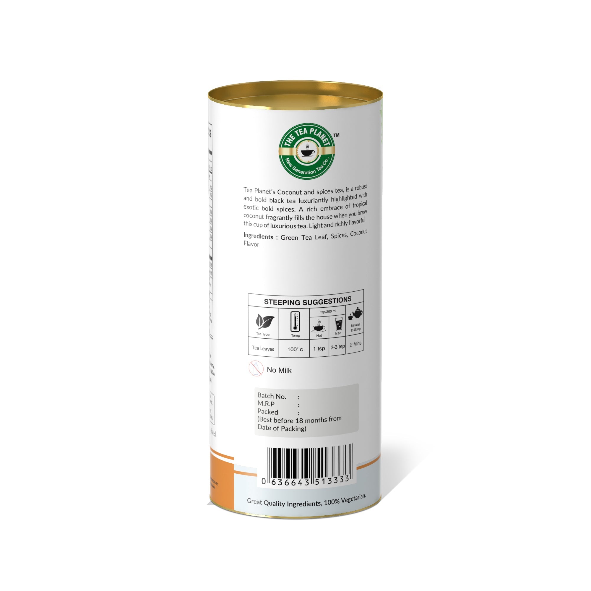 Spices, Coconut Flavor Orthodox Tea - 50 gms