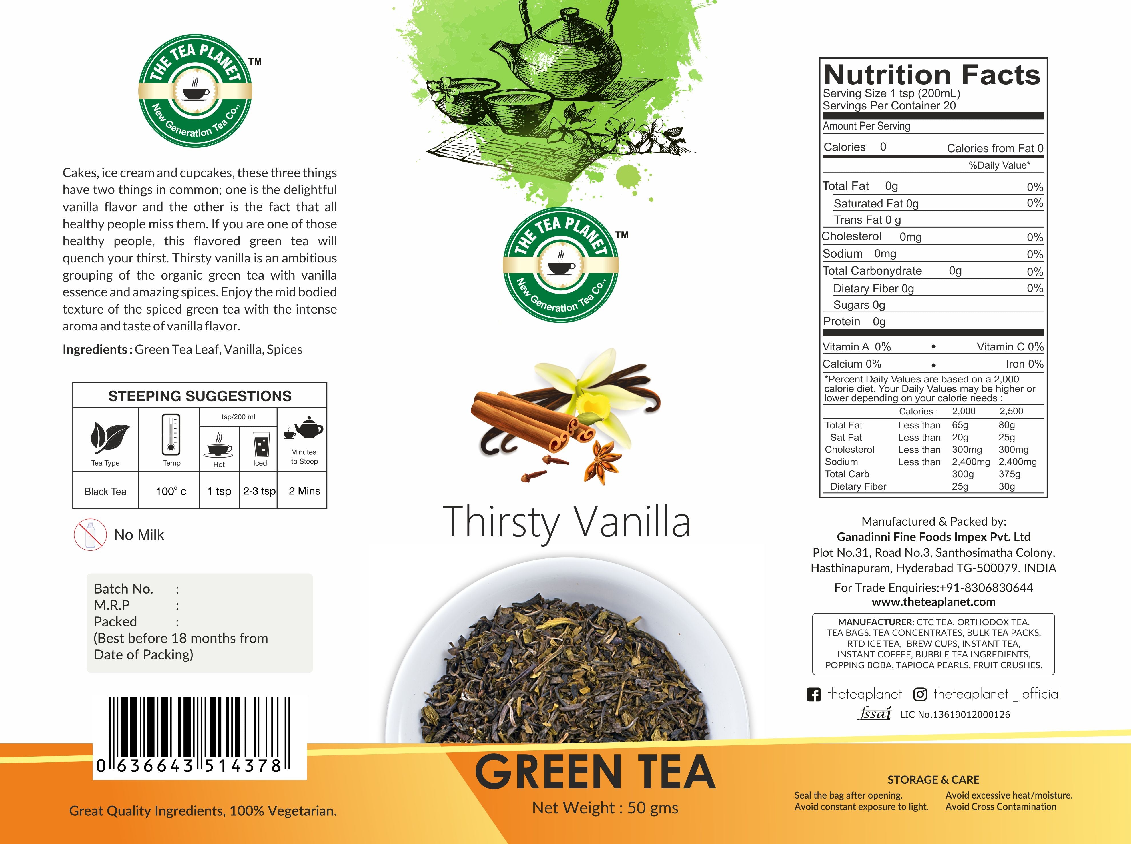 Thirsty Vanilla Orthodox Tea - 50 gms