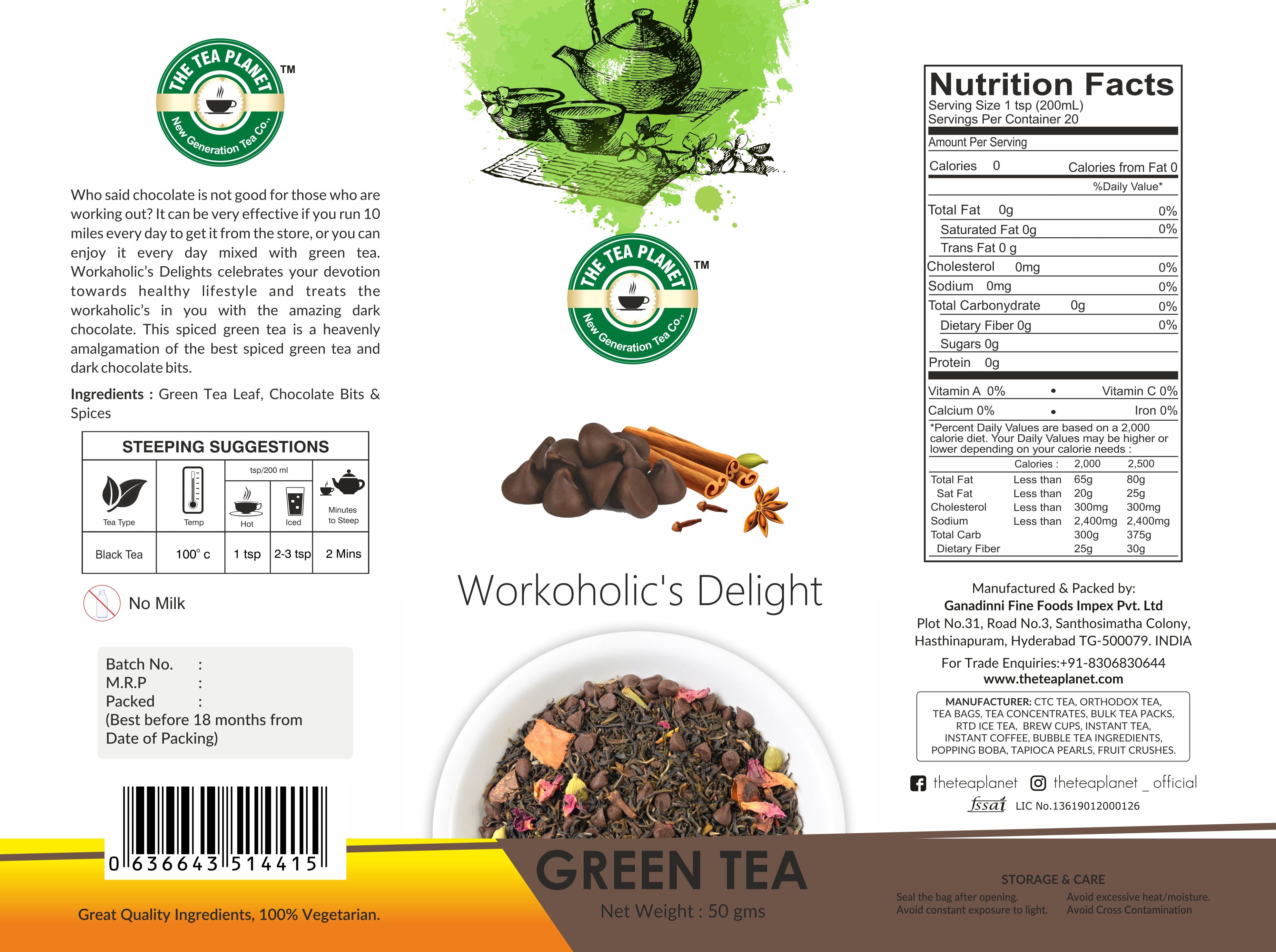 Workoholic's Delight Orthodox Tea - 50 gms