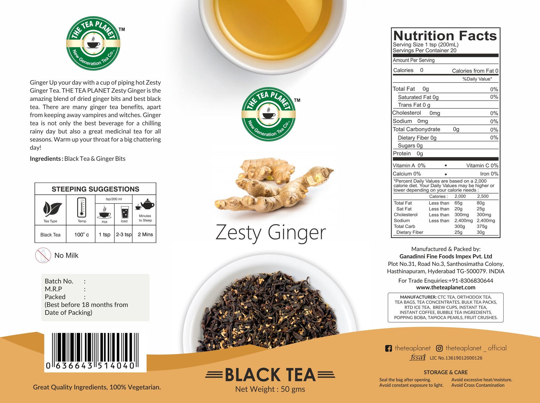 Zesty Ginger Orthodox tea - 50 gms