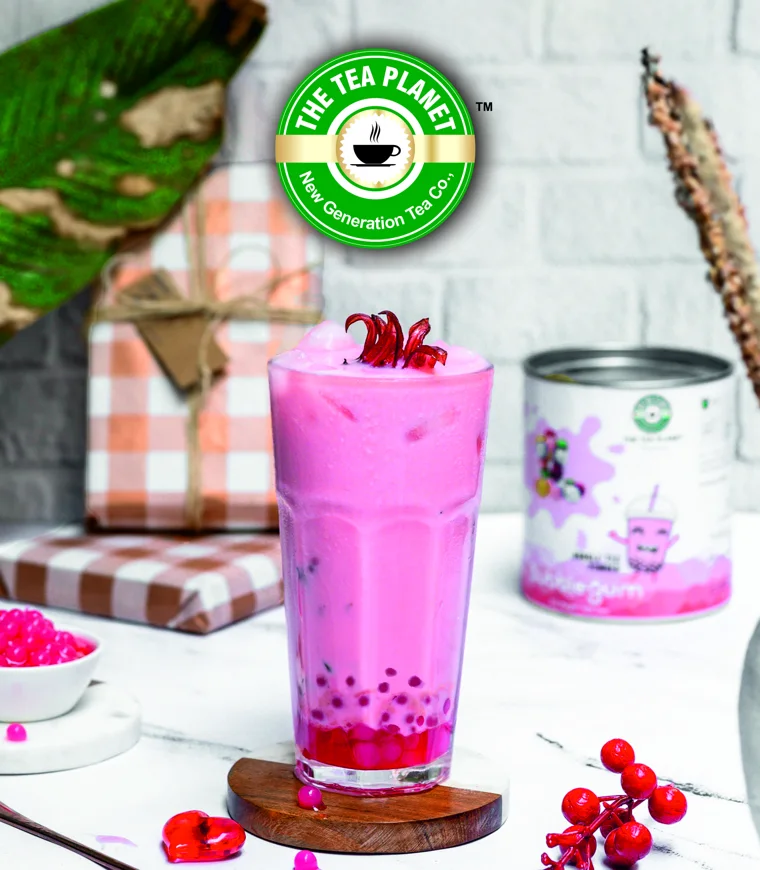 Bubblegum pink bubble tea