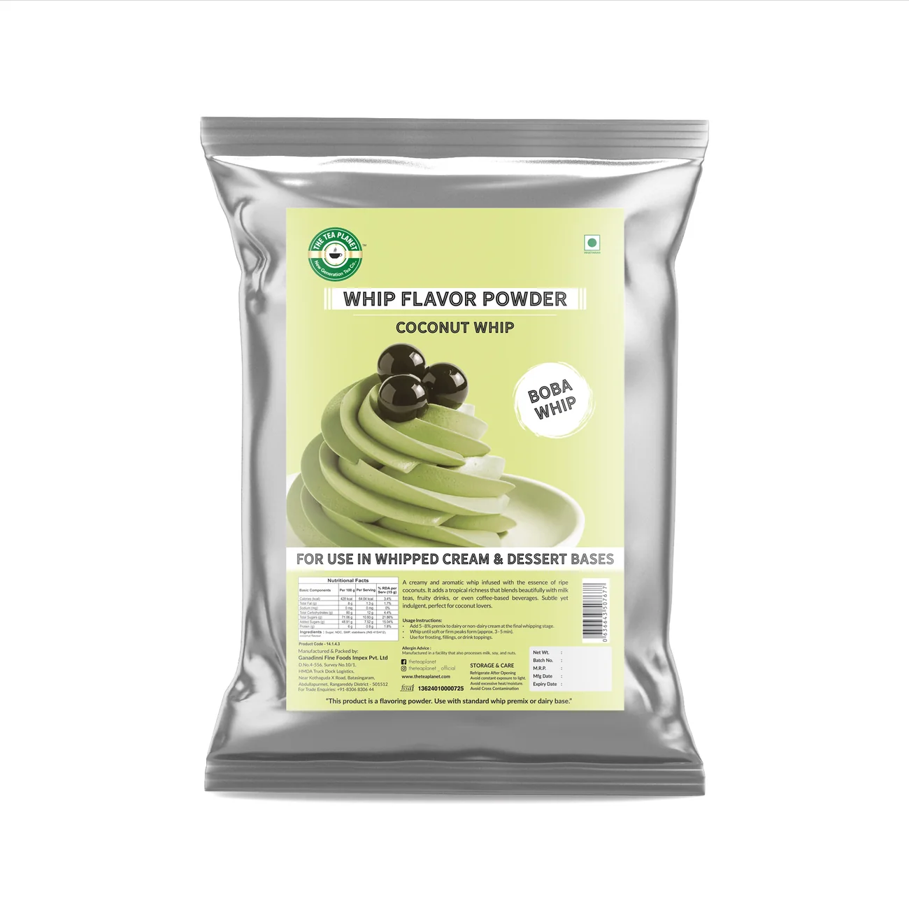 Coconut Whip Flavor Powder 1 KG pouch &mdash; front of pack