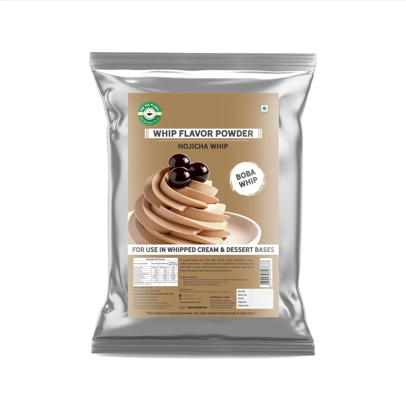 Hojicha Whip Flavor Powder 1 KG pouch &mdash; front of pack