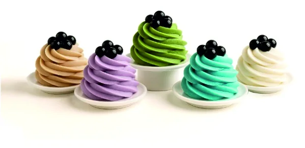 Boba Frost flavoured whipped cream swirls in multiple flavours