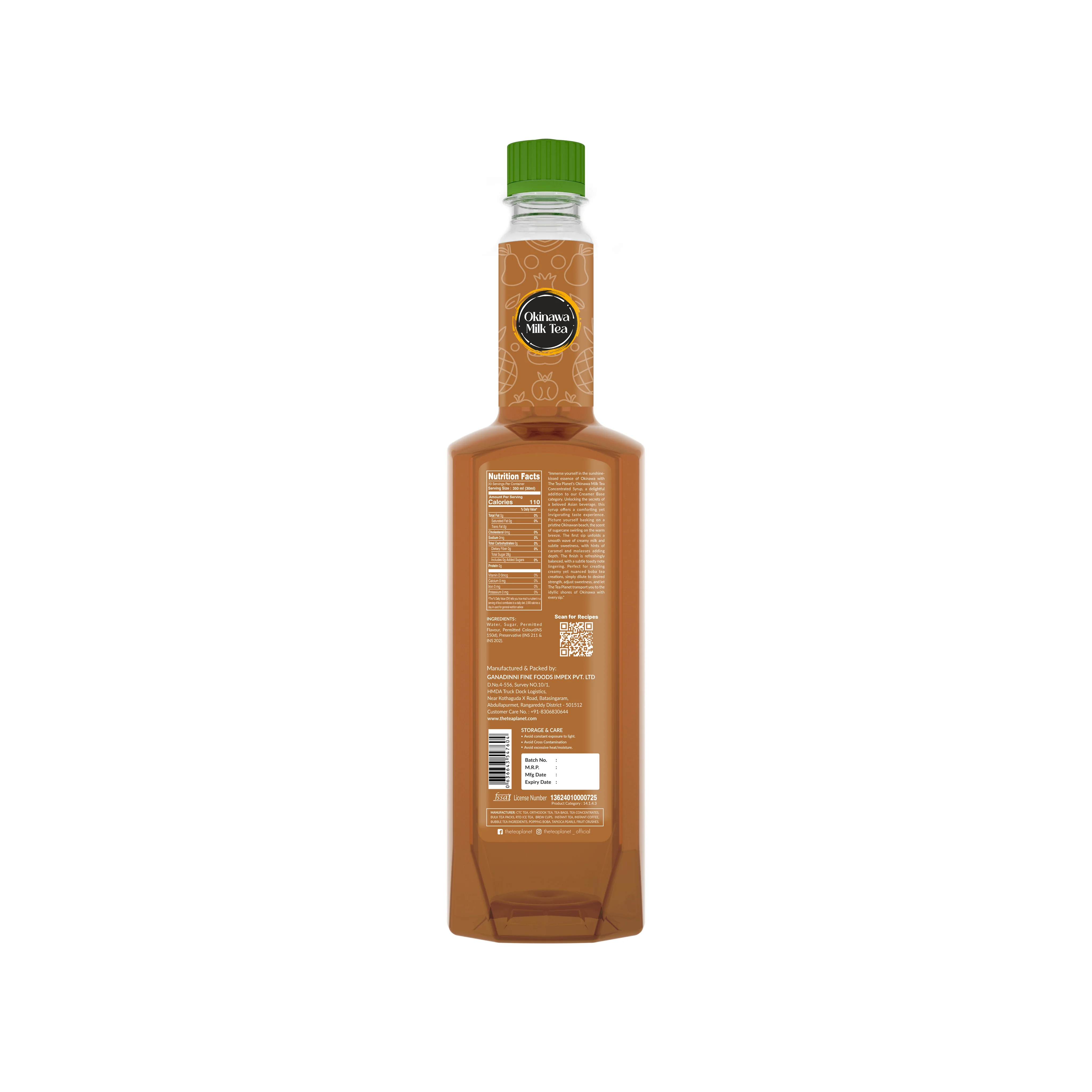 Okinawa Milk Tea Syrup 700 ML bottle label and pack details