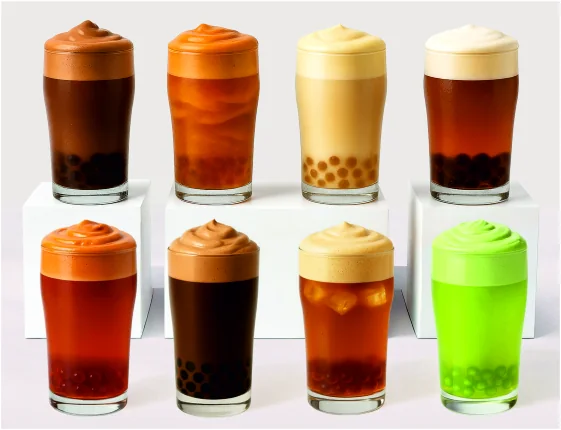 Classic, Salted Caramel and Thick Chocolate cheese foam crema drinks