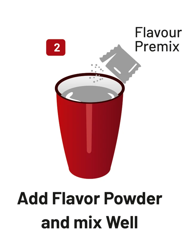 Add flavour powder and mix well