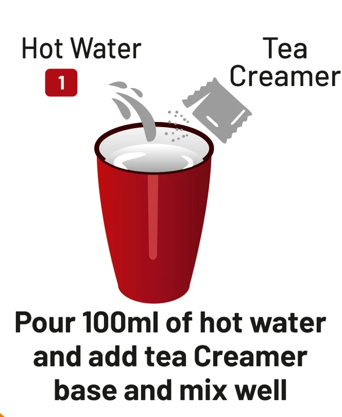 Pour 100 ml of hot water, add the tea creamer base and mix well