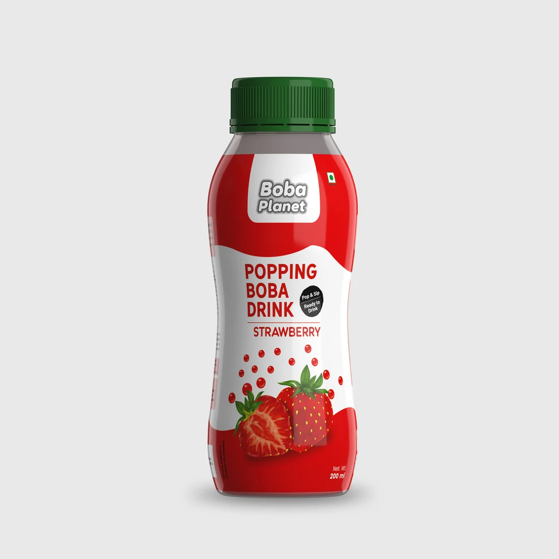 Strawberry Popping Boba Drink