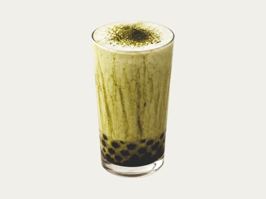 Hot Green Tea Latte with Tapioca